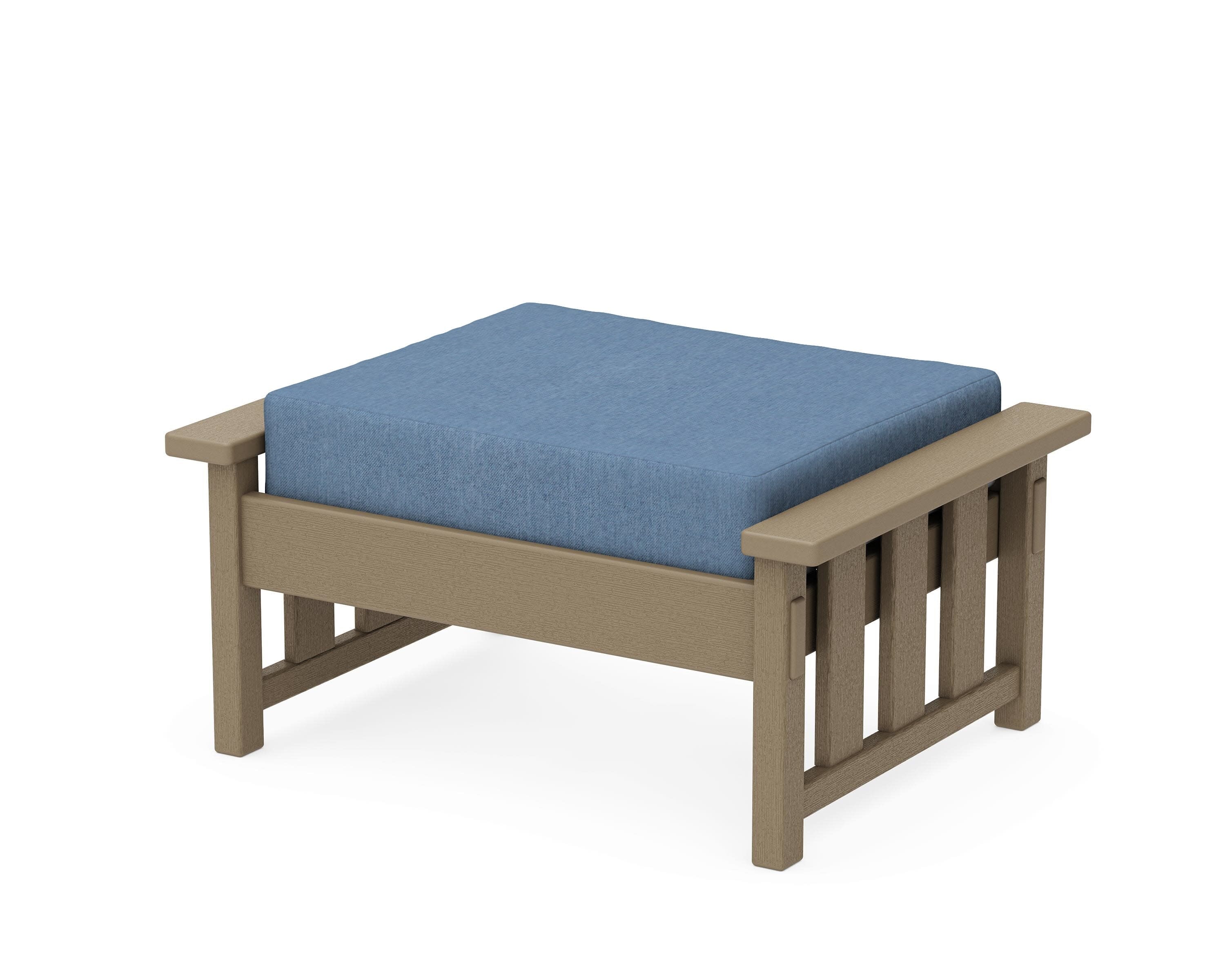 Acadia Deep Seating Ottoman in Vintage Sahara / Sky Blue