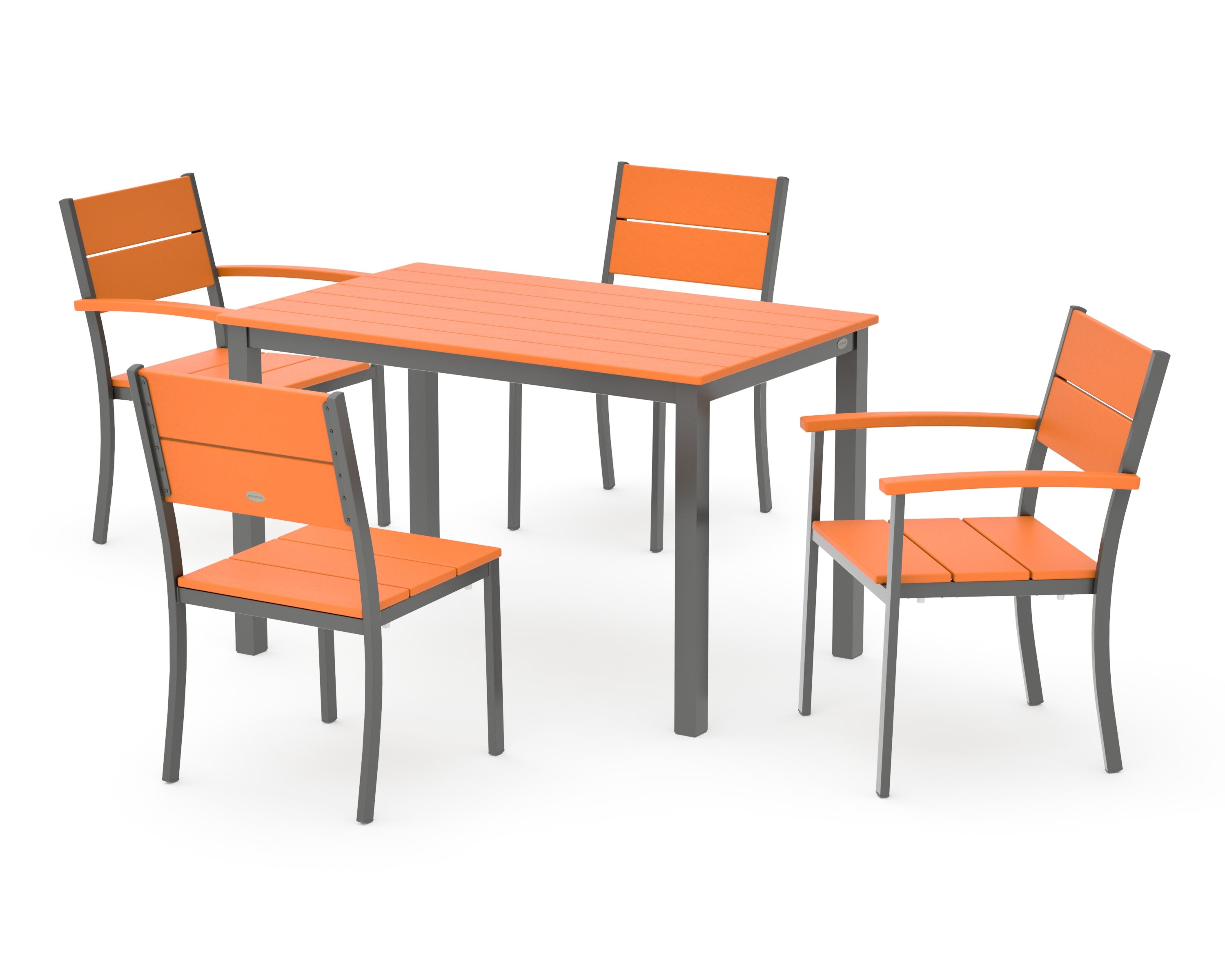 Main Street 5-Piece Dining Set in Charcoal / Tangerine
