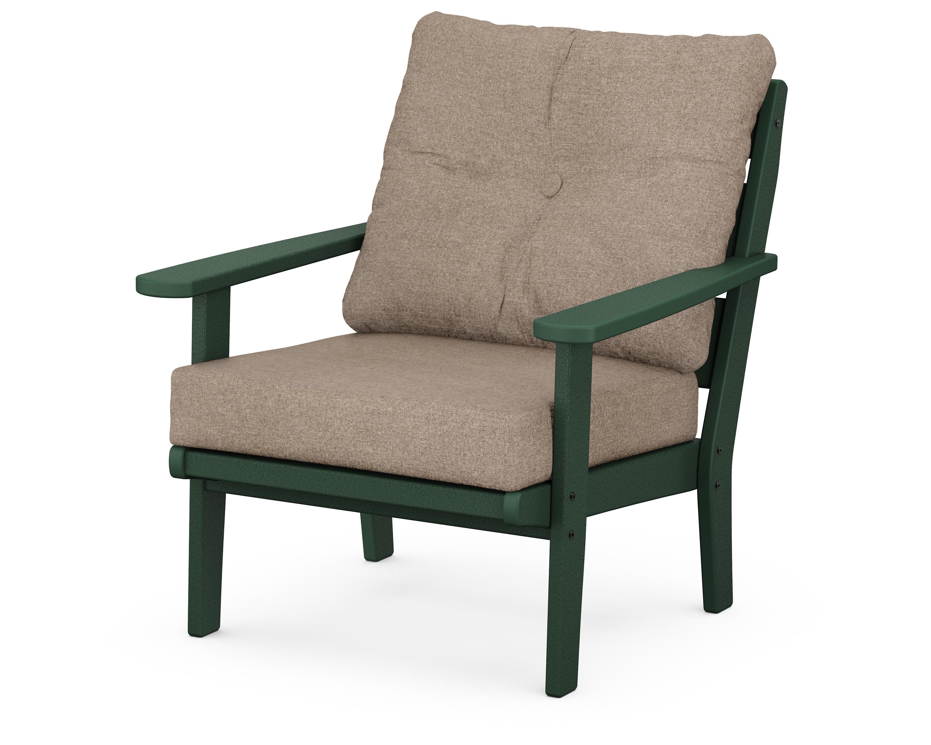 Lakeside Deep Seating Chair in Green / Spiced Burlap
