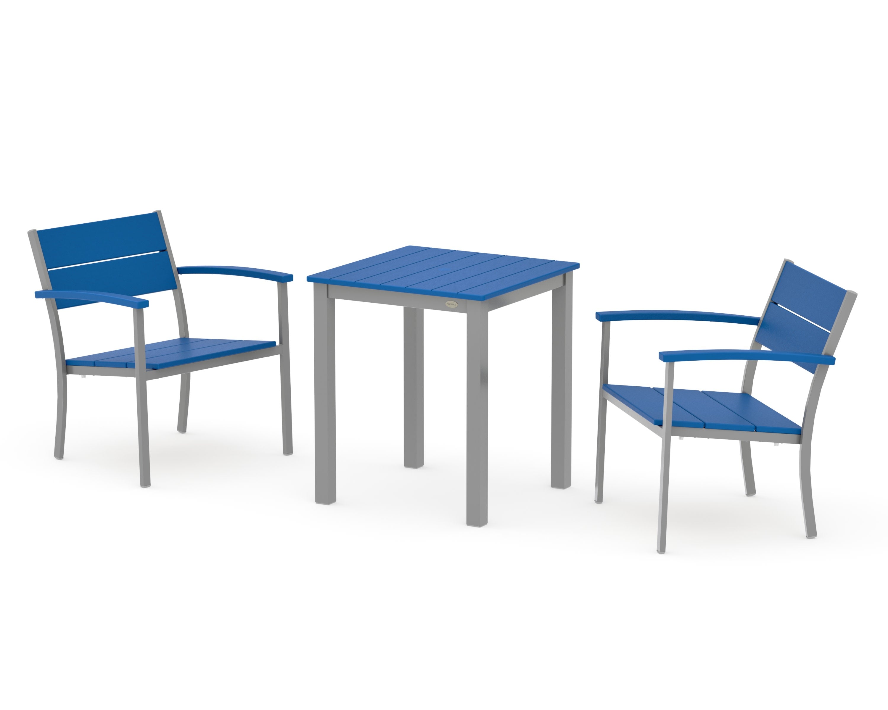 Main Street 3-Piece Square Dining Set in Silver / Pacific Blue