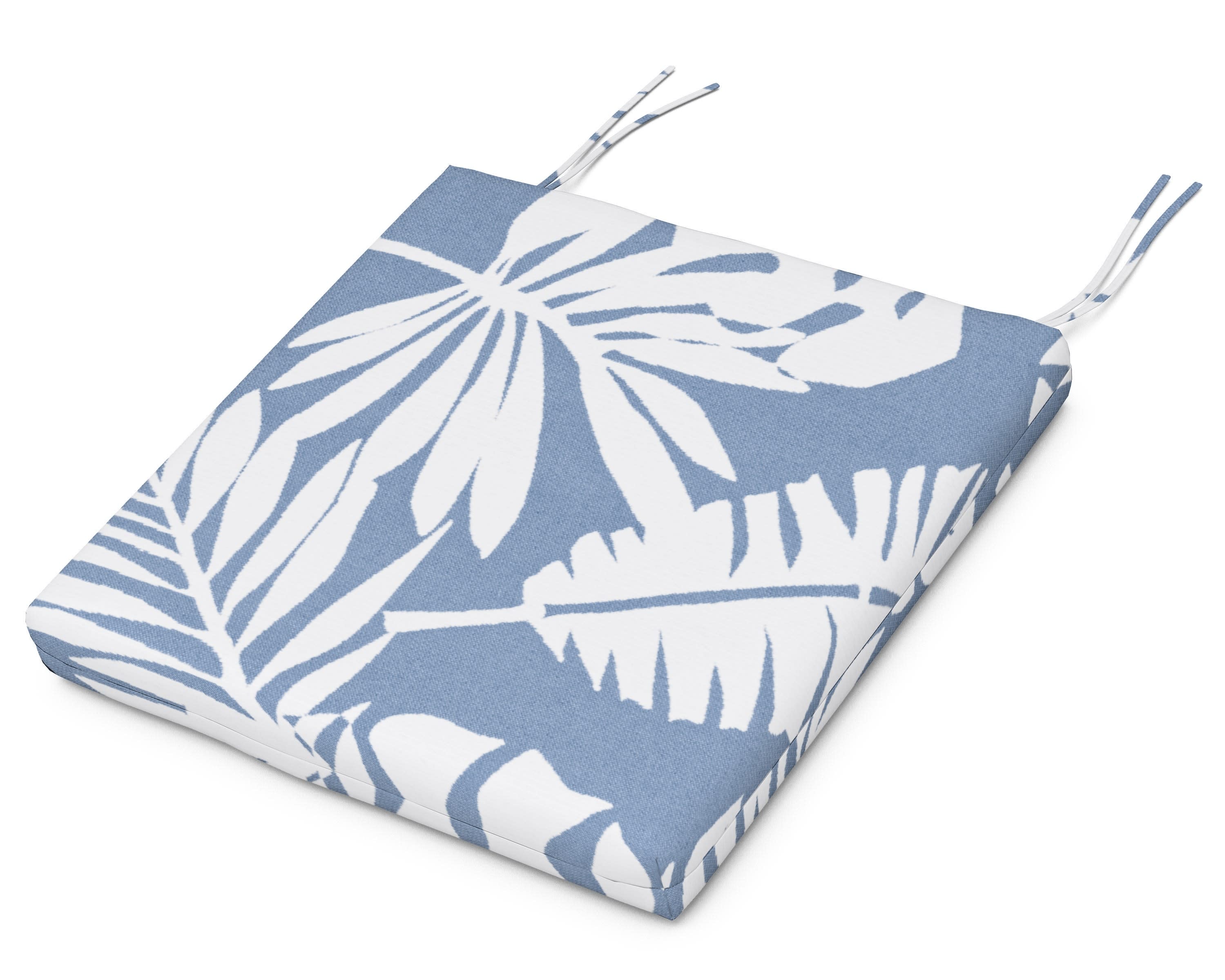 Acadia Dining Side Seat Pad in Leaf Sky Blue