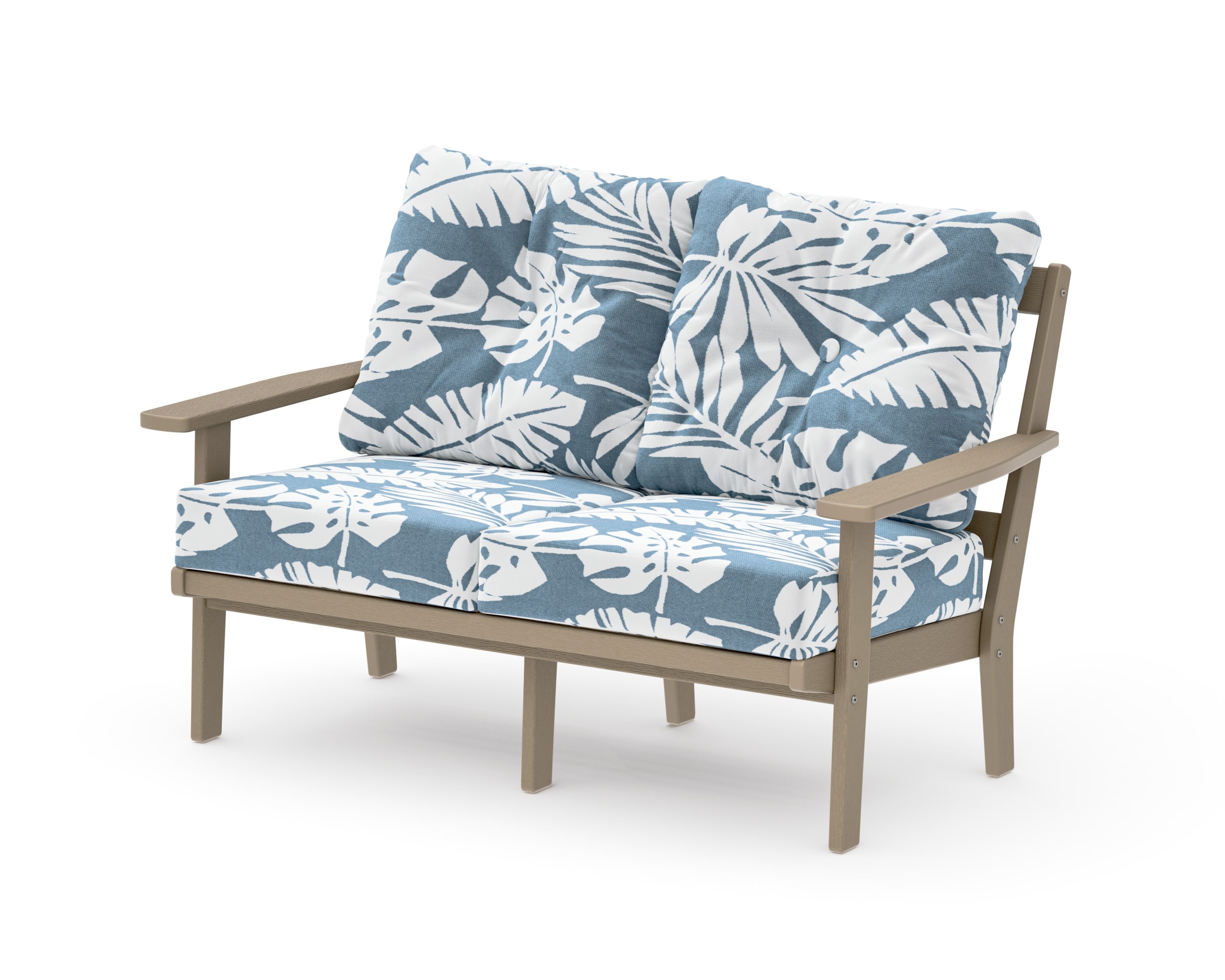 Prairie Deep SeatingLoveseat in Vintage Sahara / Leaf Sky Blue