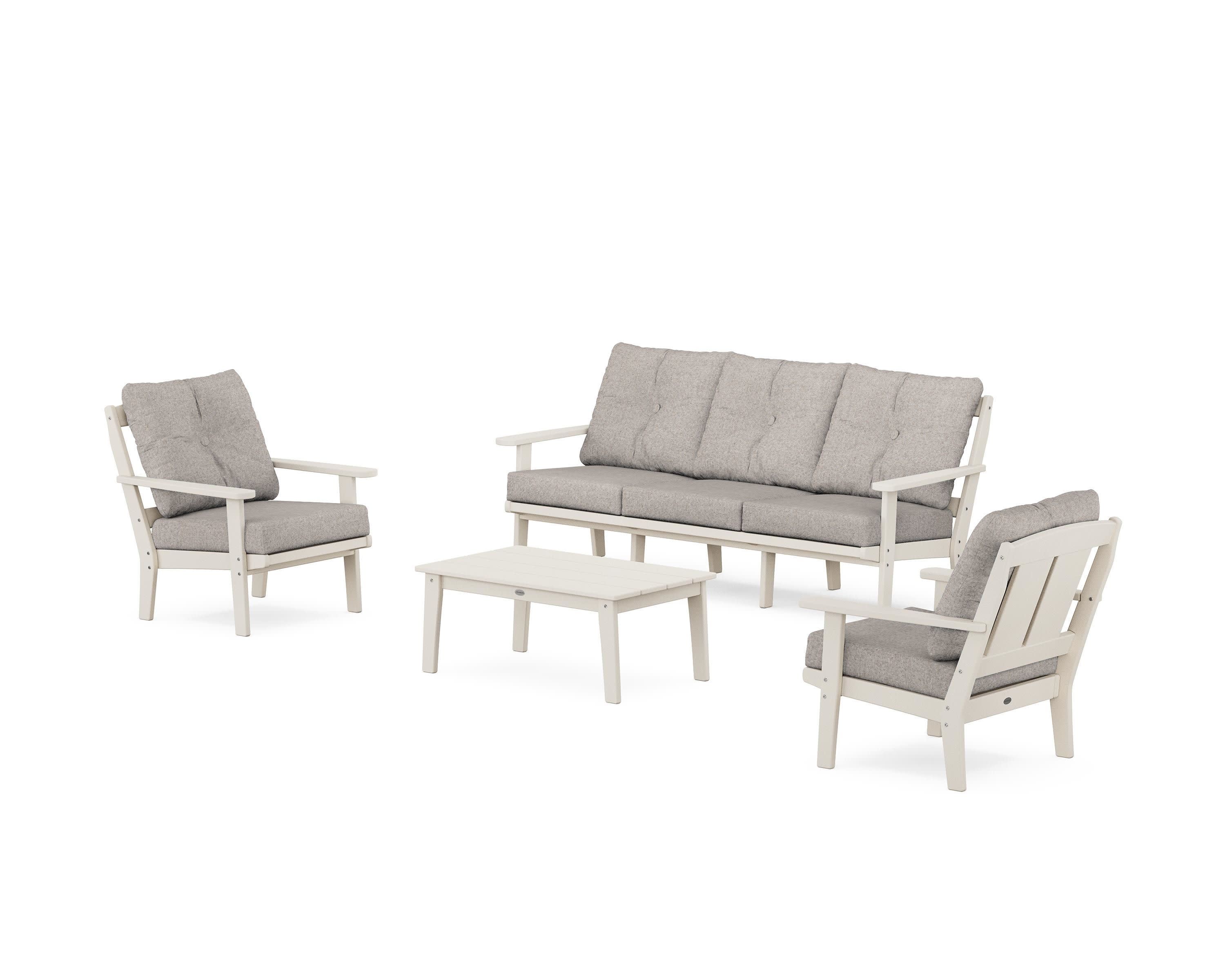 Mission 4-Piece Deep Seating Set with Sofa in Sand / Weathered Tweed