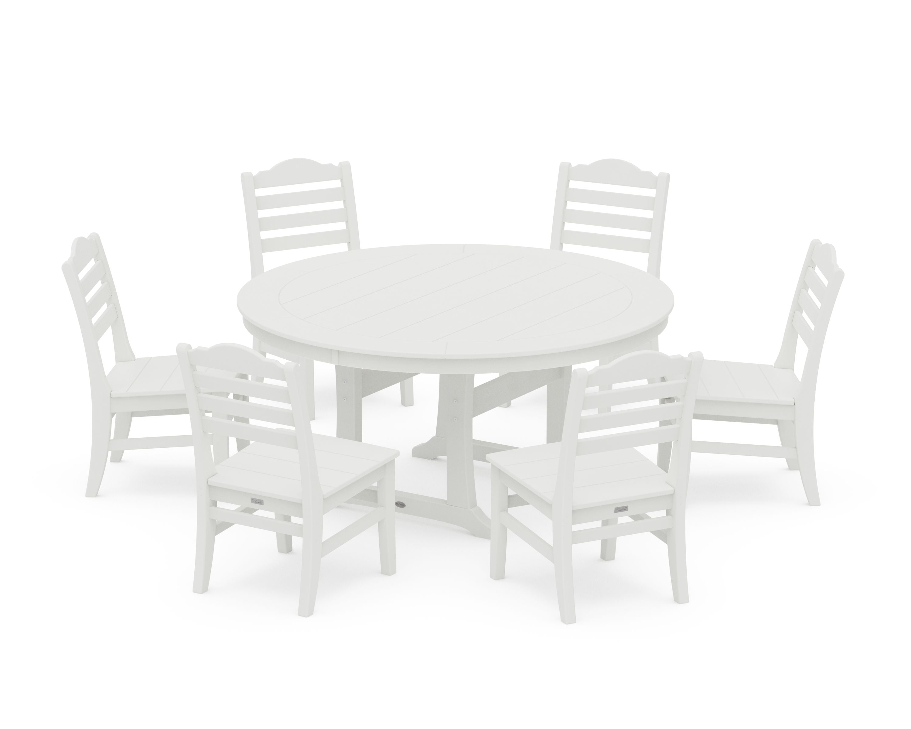 Savannah 7-Piece Side Chair Round Dining Set in Vintage White