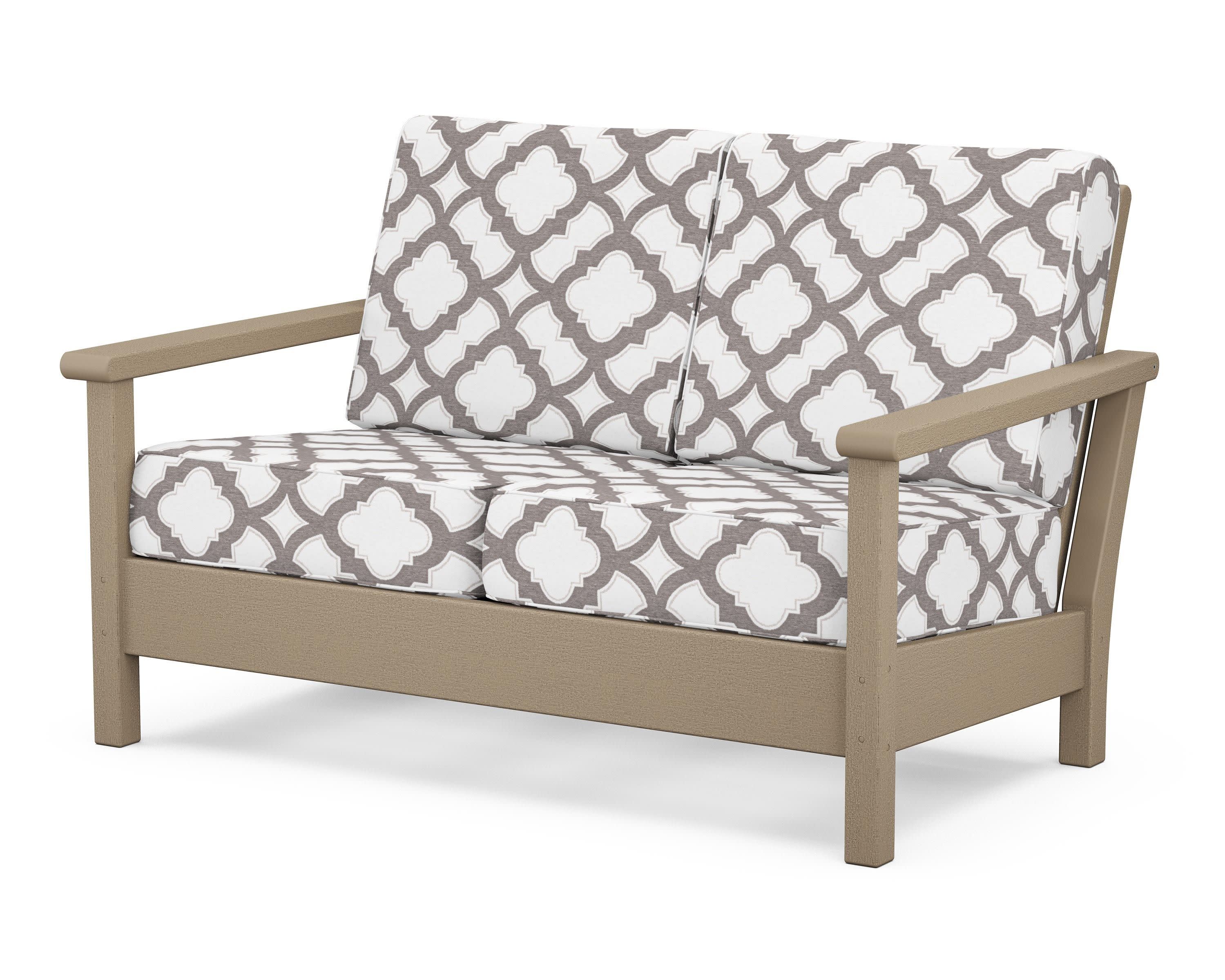 Harbour Deep Seating Loveseat in Vintage Sahara / Trellis Grey Mist