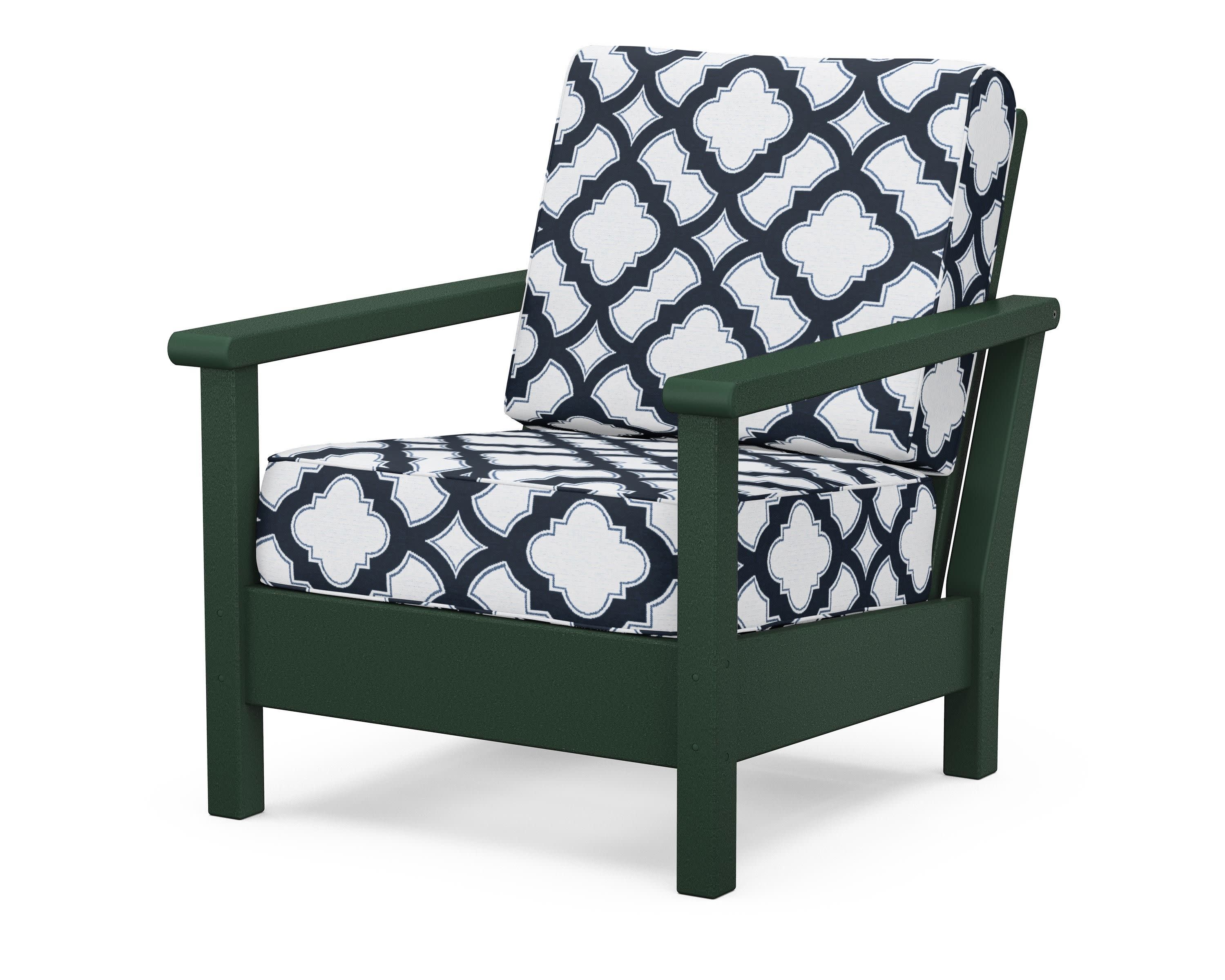 Harbour Deep Seating Chair in Green / Trellis Marine Indigo