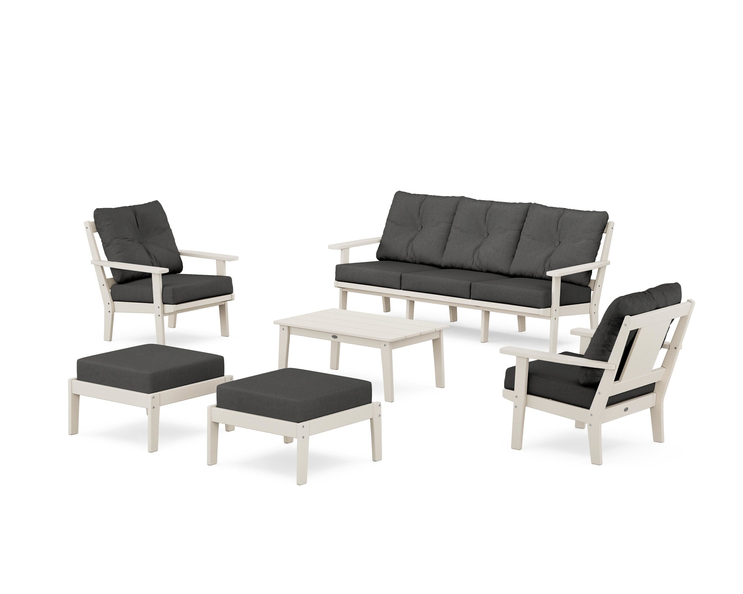 Prairie 6-Piece Lounge Sofa Set in Sand / Spectrum Carbon