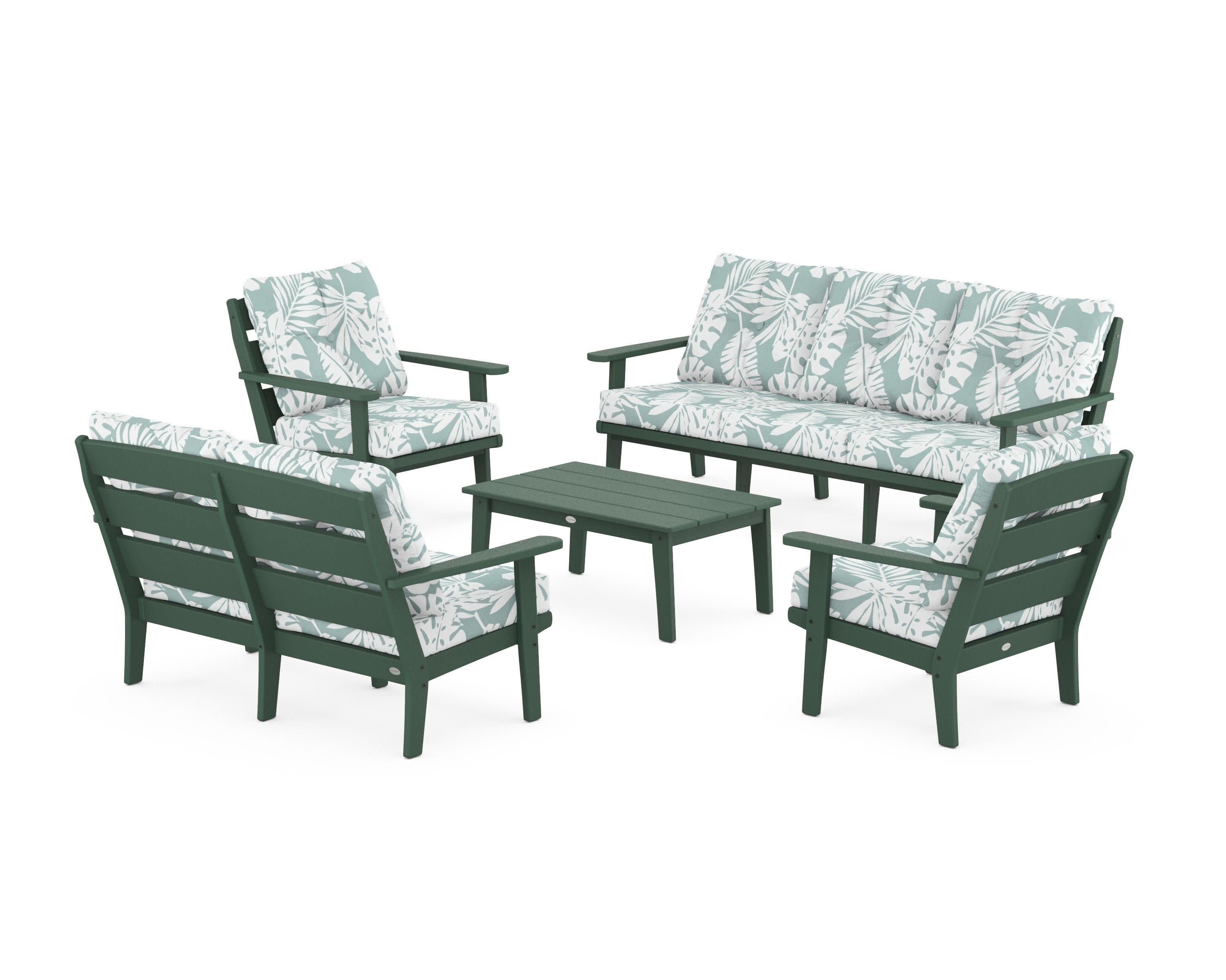 Lakeside 5-Piece Lounge Sofa Set in Green / Leaf Glacier Spa