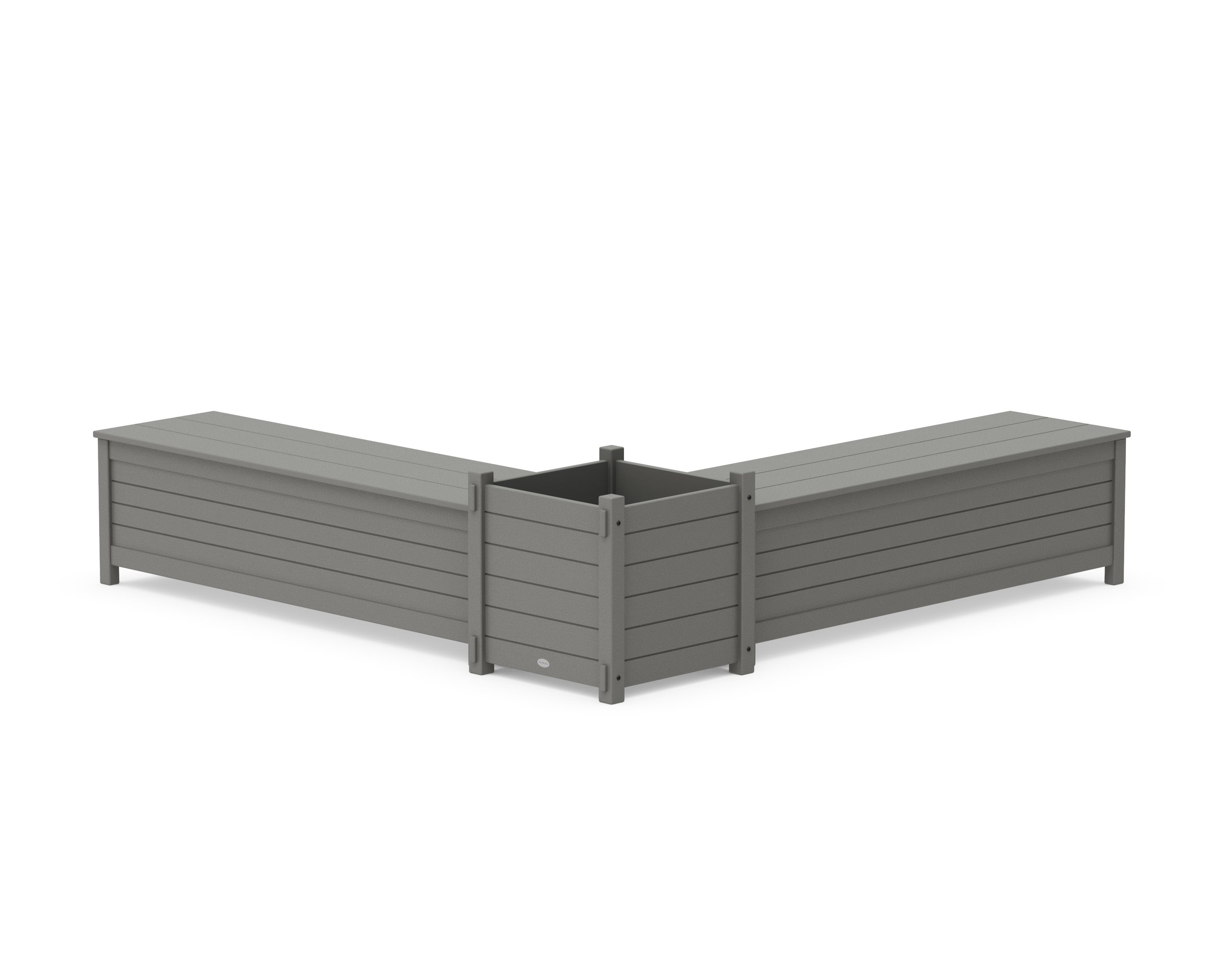 60" Nautical L- Shaped Planter Storage Bench Set- Large in Slate Grey