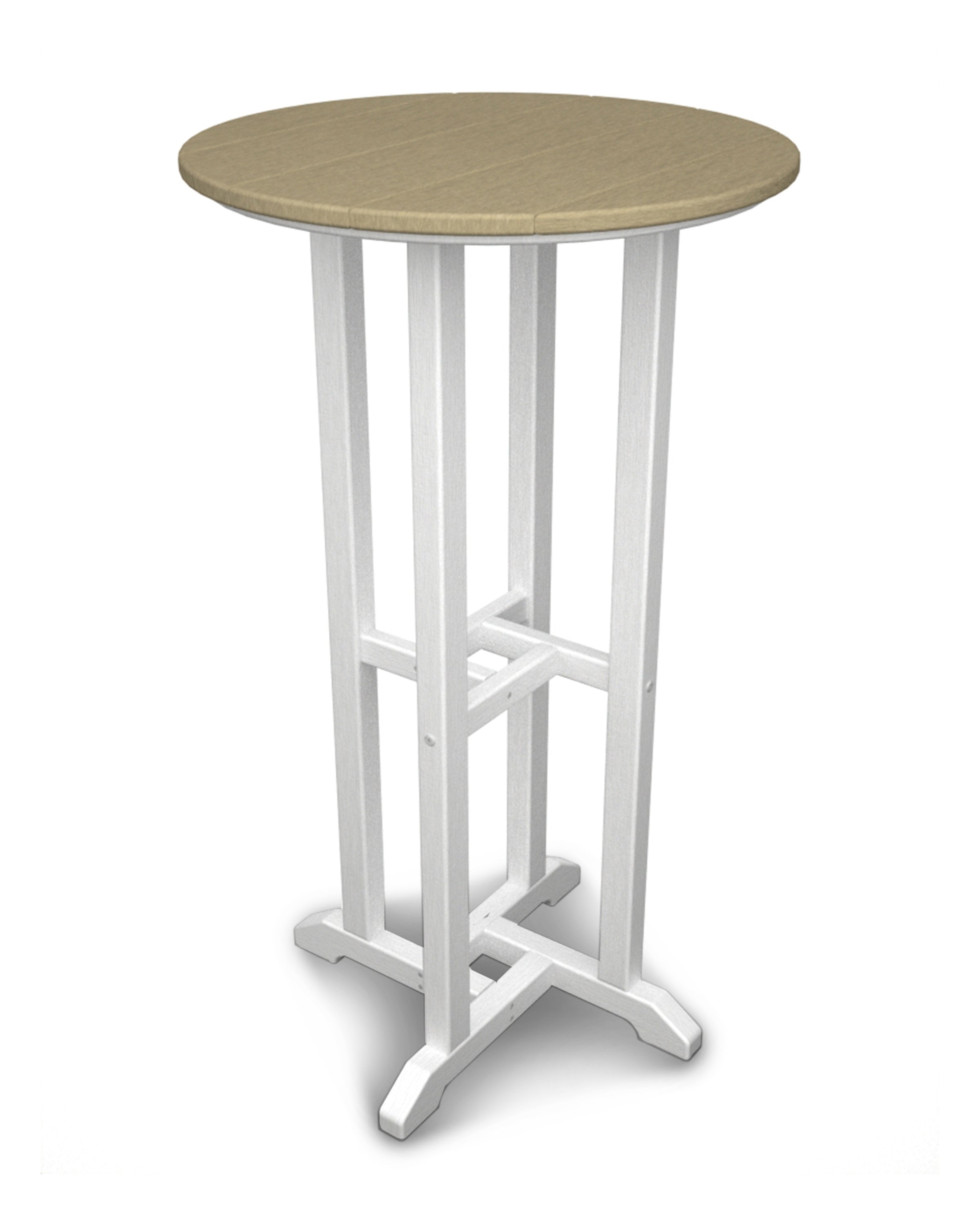 Contempo 24" Round Bar Table in White / Sand