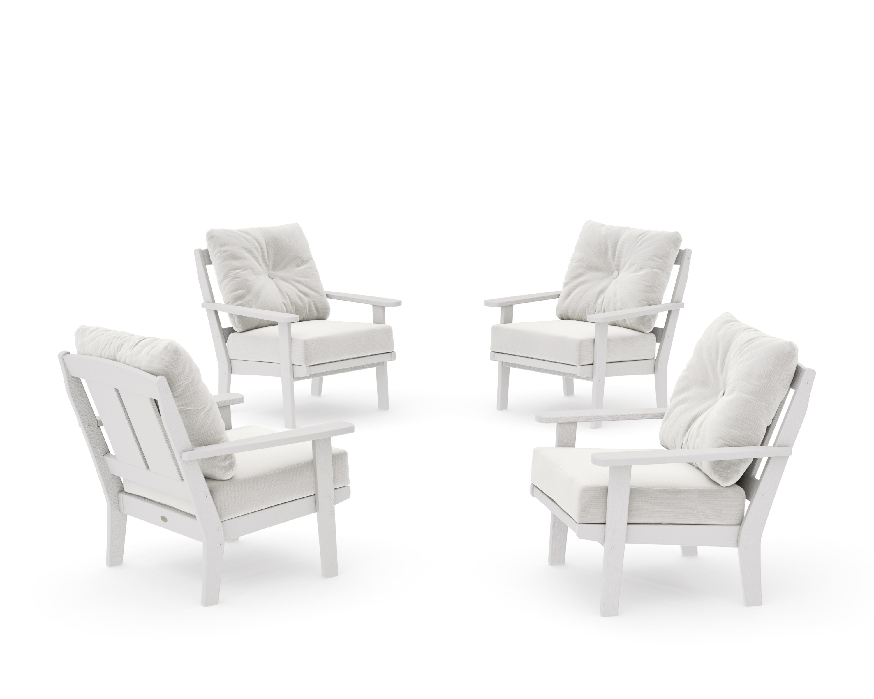 Mission 5-Piece Deep Seating Set with Fire Pit Table in Vintage White / Natural Linen