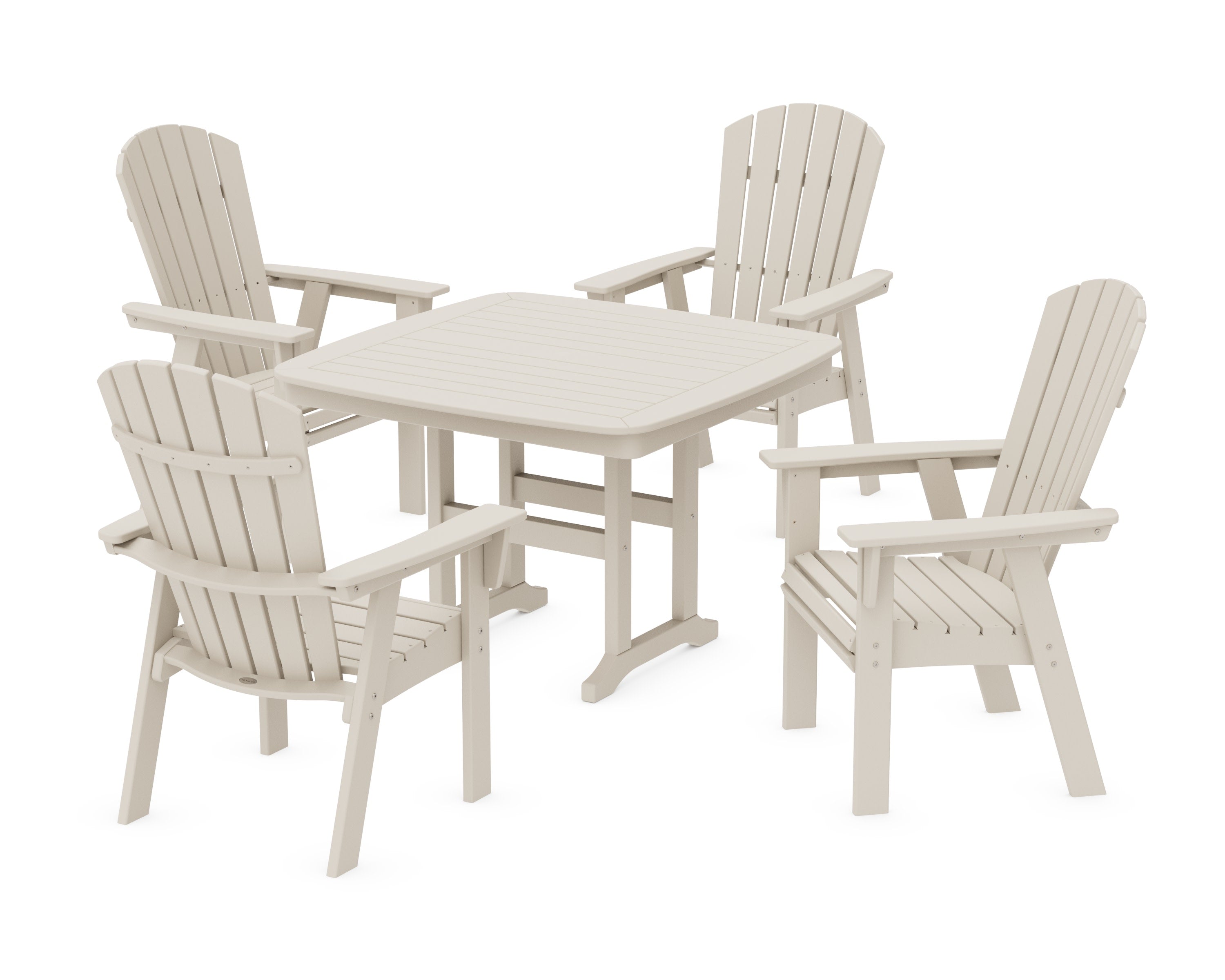 Nautical Curveback Adirondack 5-Piece Dining Set in Sand