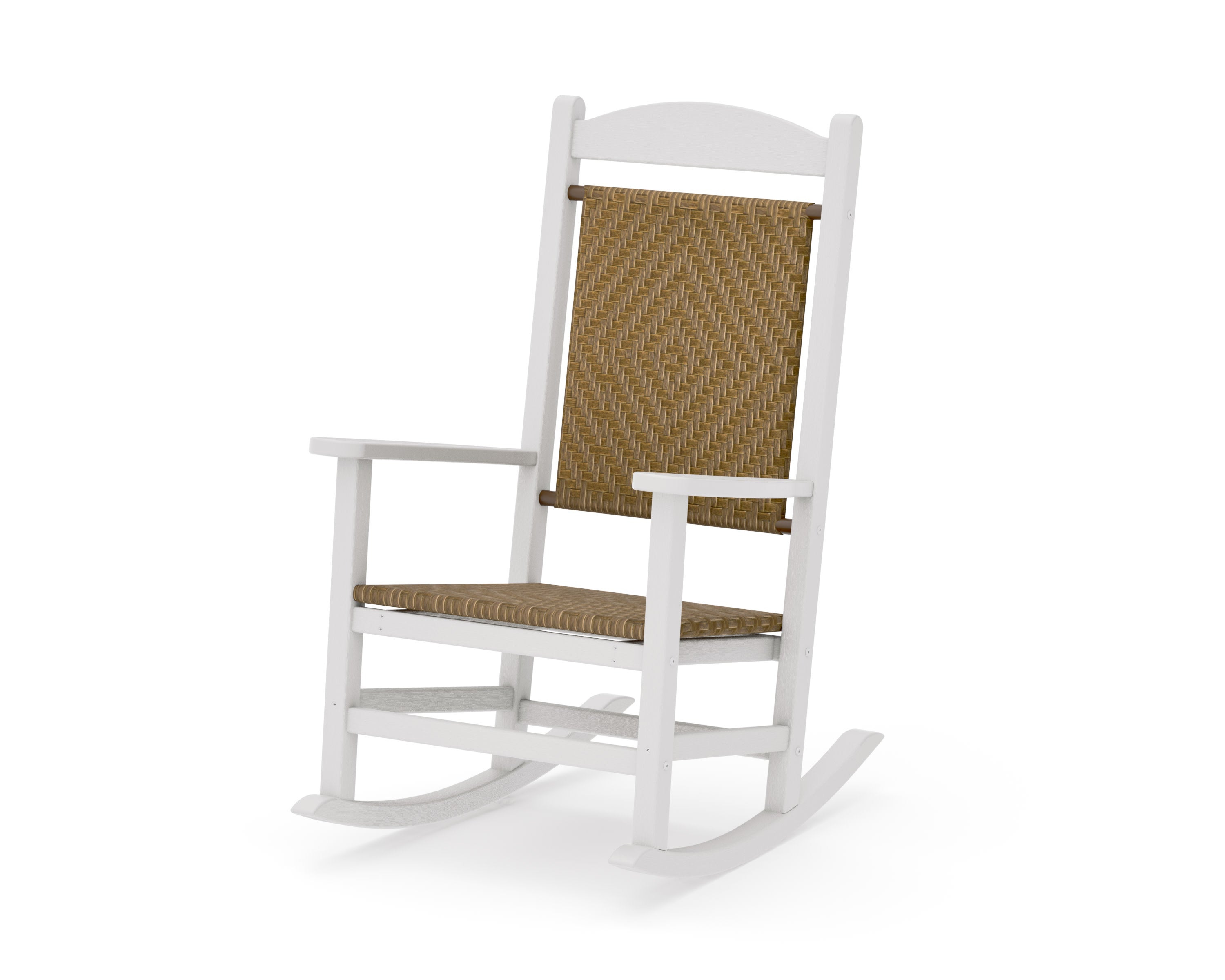 Presidential Woven Rocking Chair in Vintage White / Tigerwood