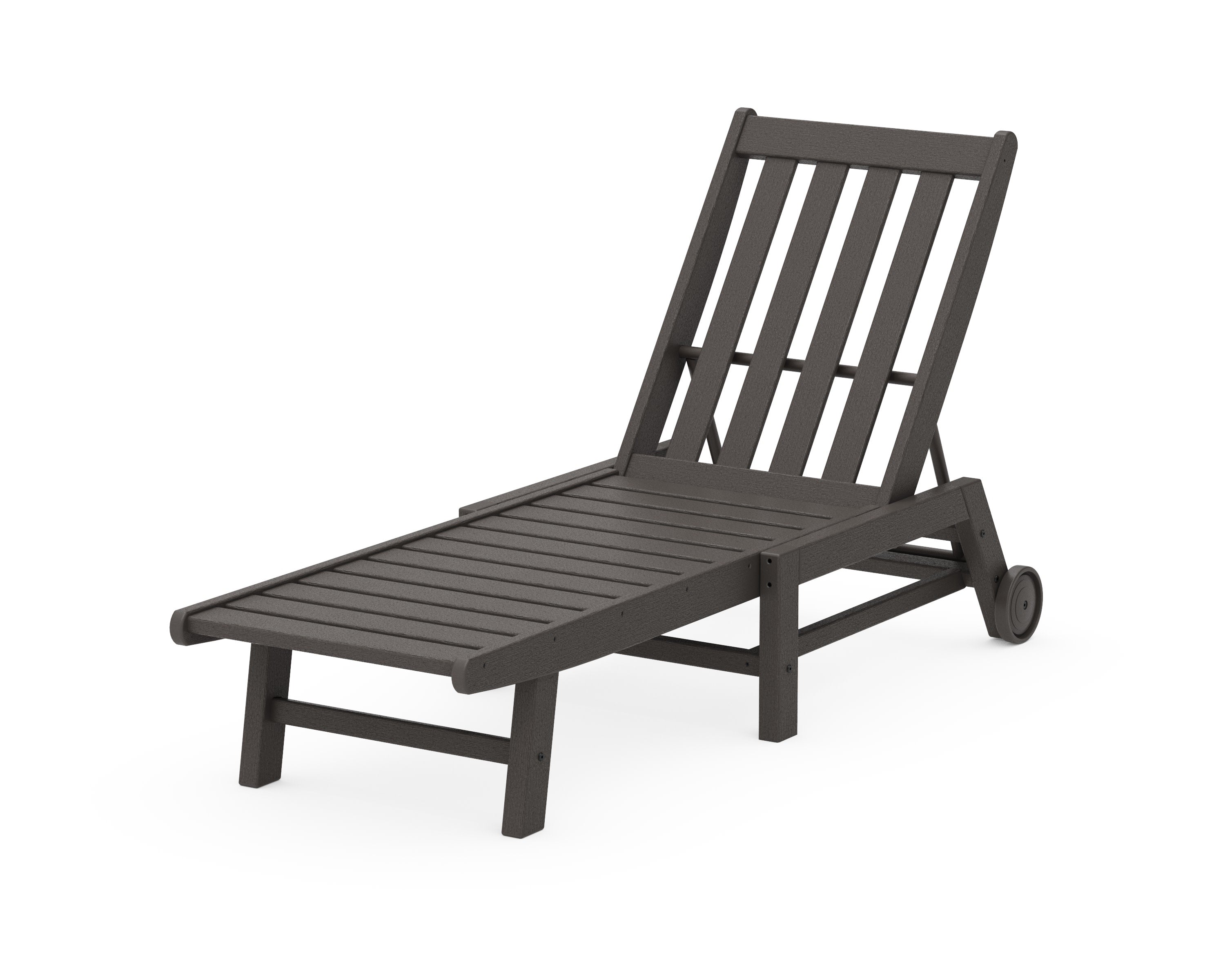 Vineyard Chaise with Wheels in Vintage Coffee
