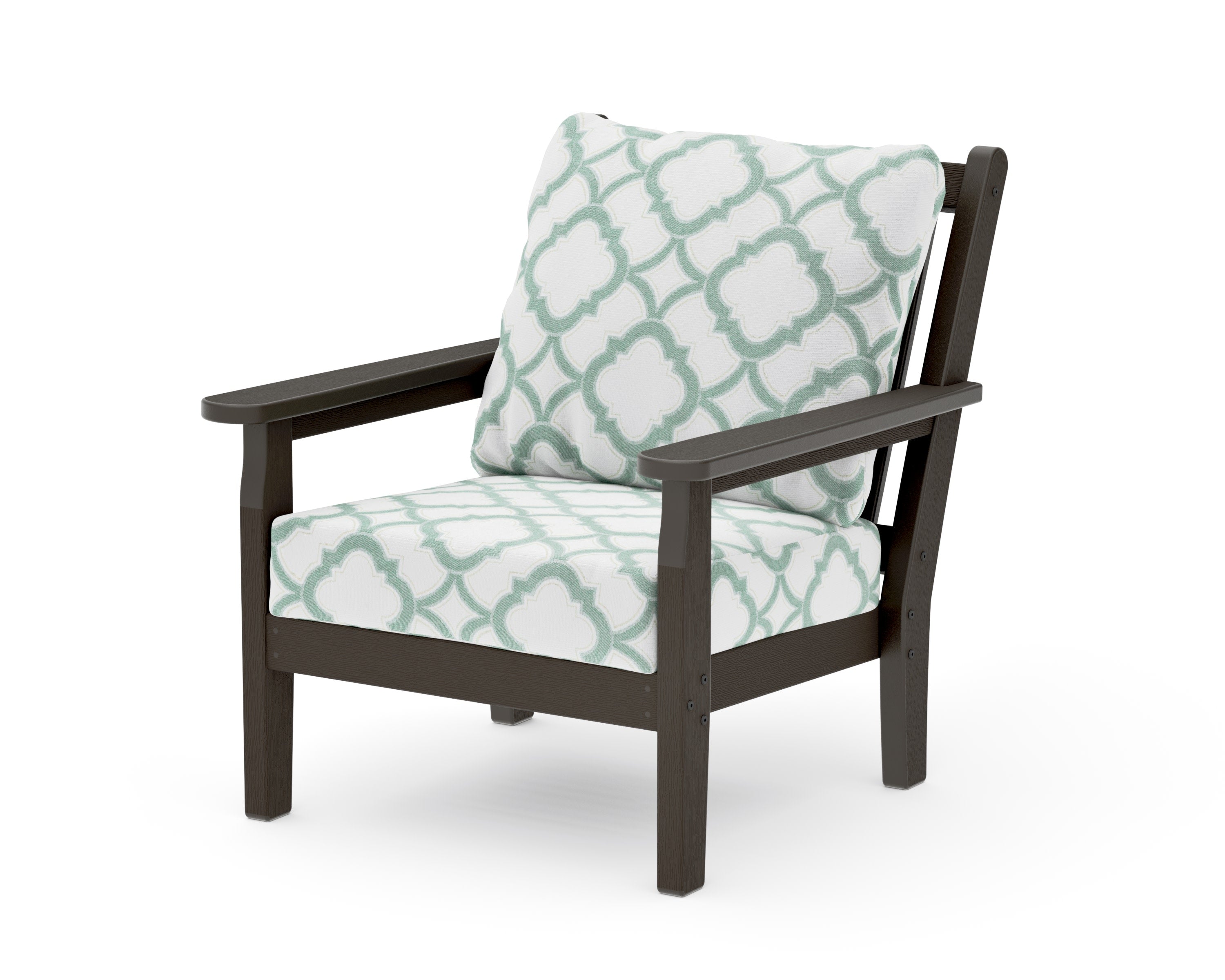 Chippendale Deep Seating Chair in Vintage Coffee / Trellis Glacier Spa