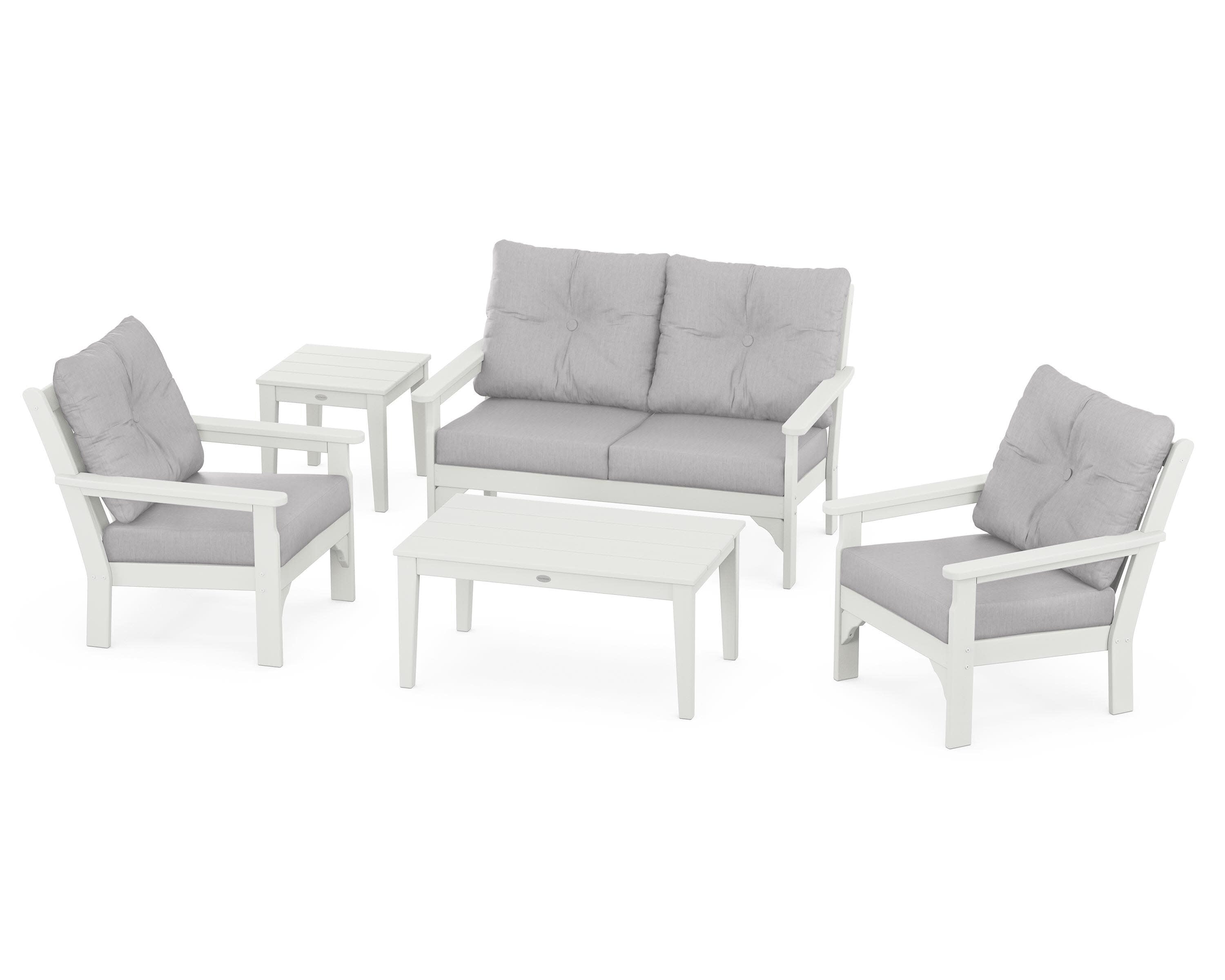 Vineyard 5-Piece Deep Seating Set in Vintage White / Granite