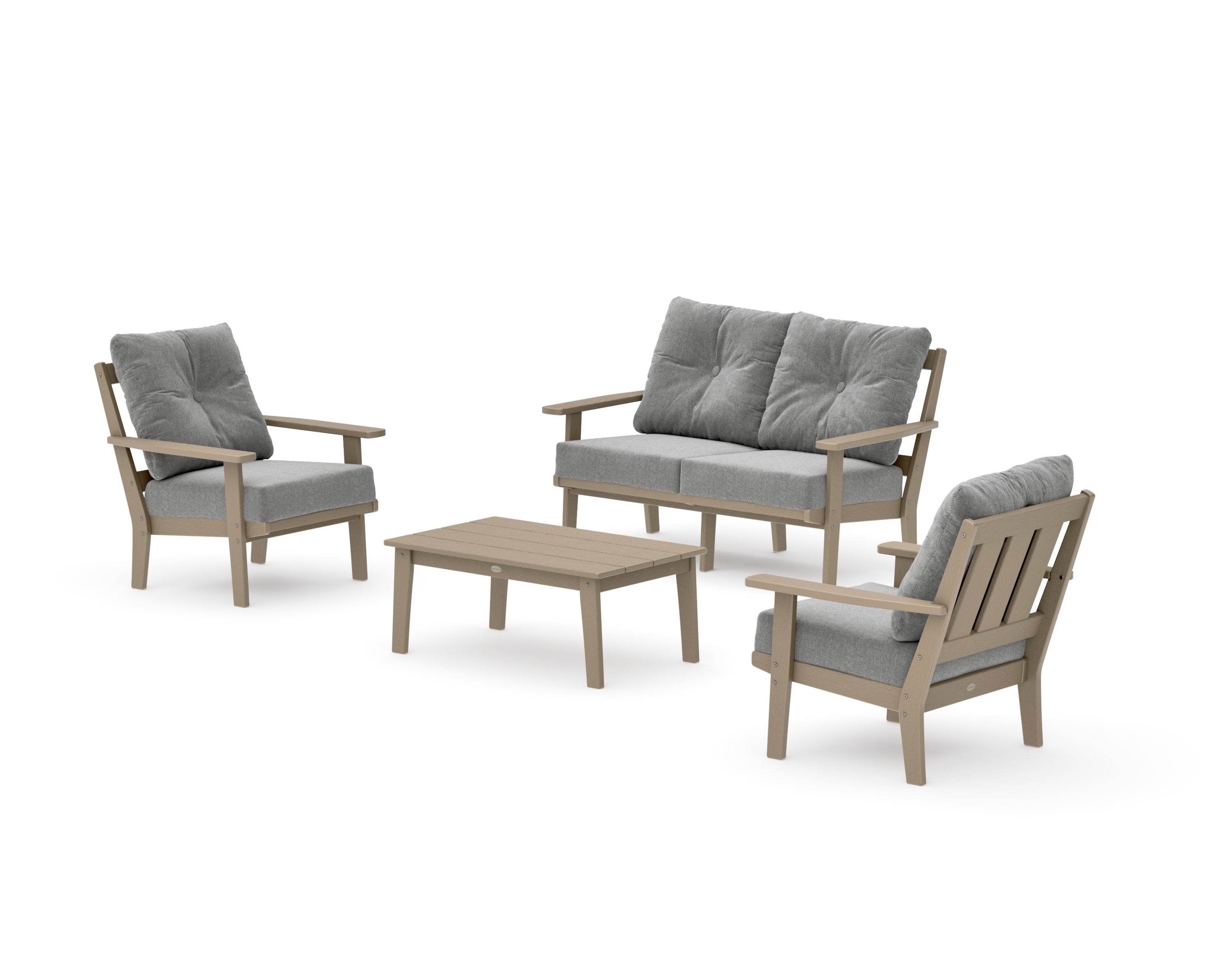 Oxford 4-Piece Deep Seating Set with Loveseat in Vintage Sahara / Grey Mist