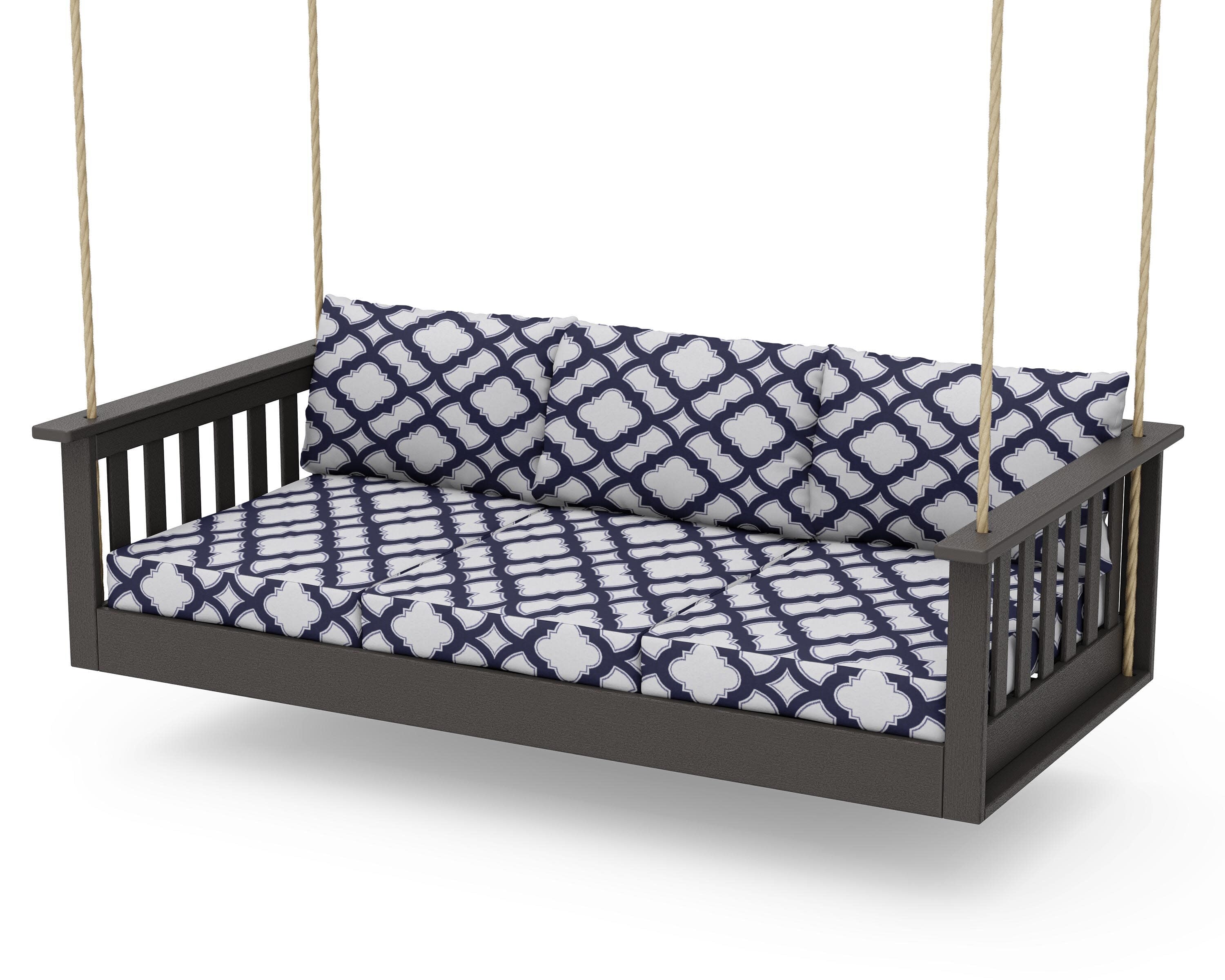 Vineyard Daybed Swing in Vintage Coffee / Trellis Navy