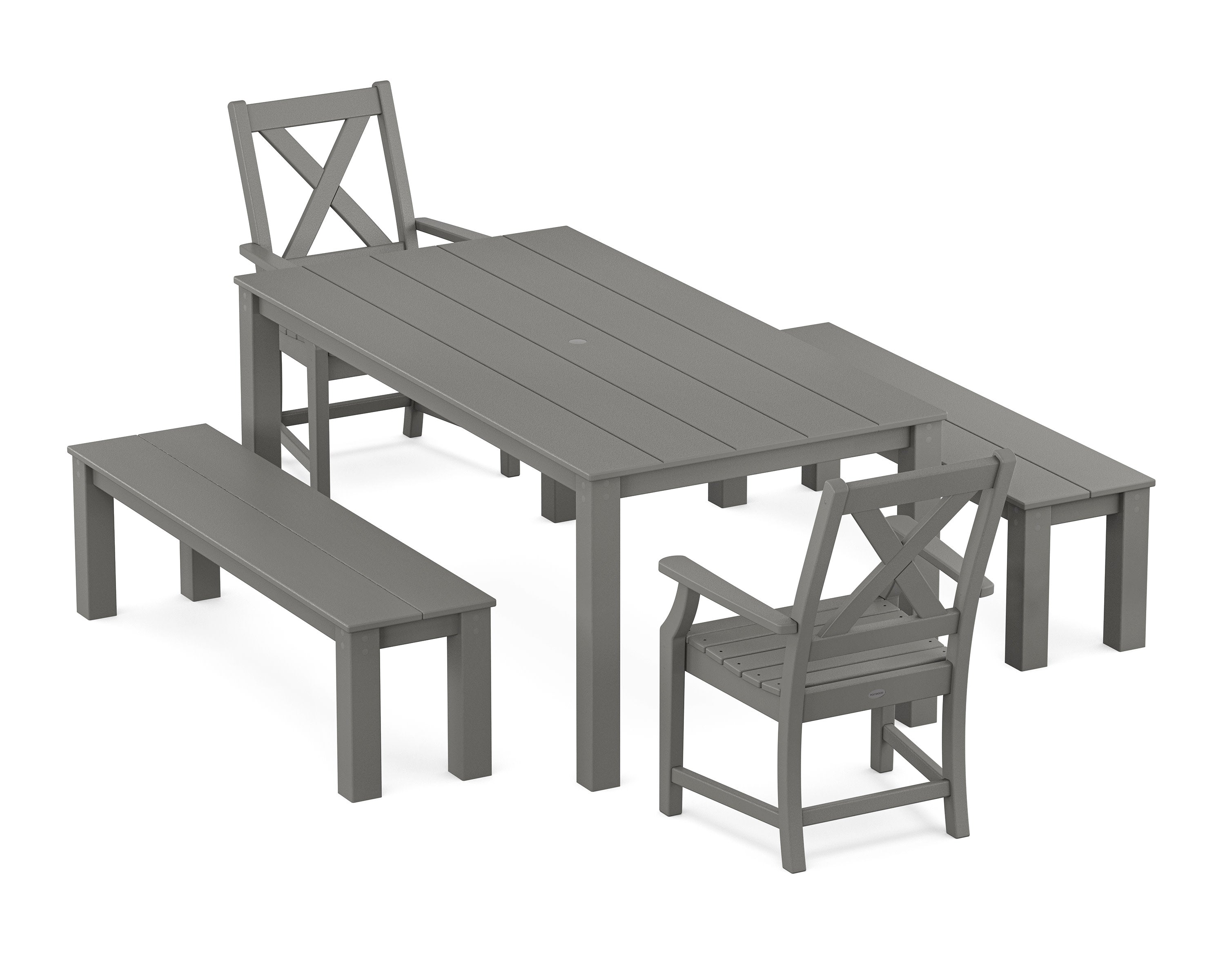 Braxton 5-Piece Parsons Dining Set with Benches in Slate Grey