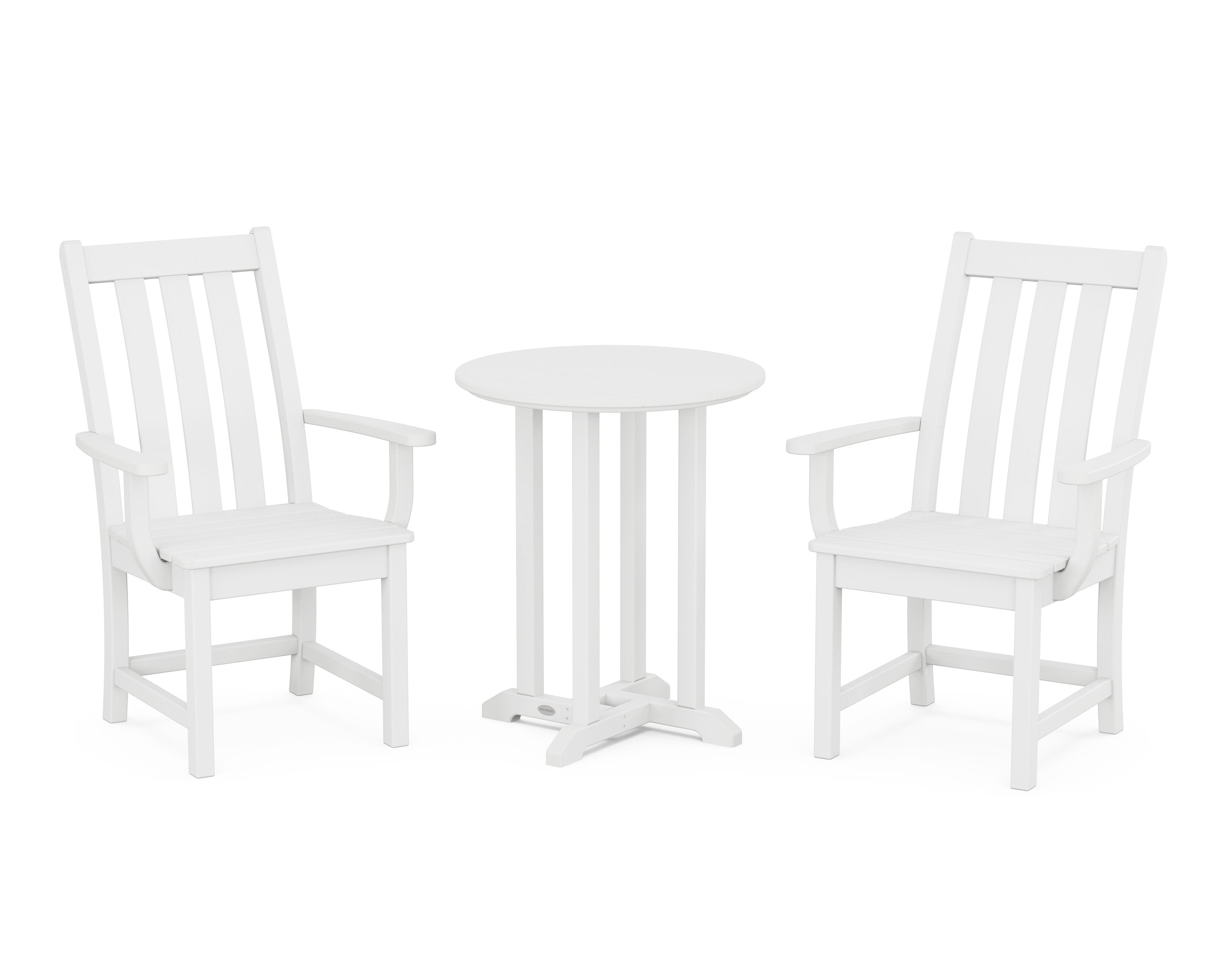 Vineyard 3-Piece Round Bistro Dining Set in White