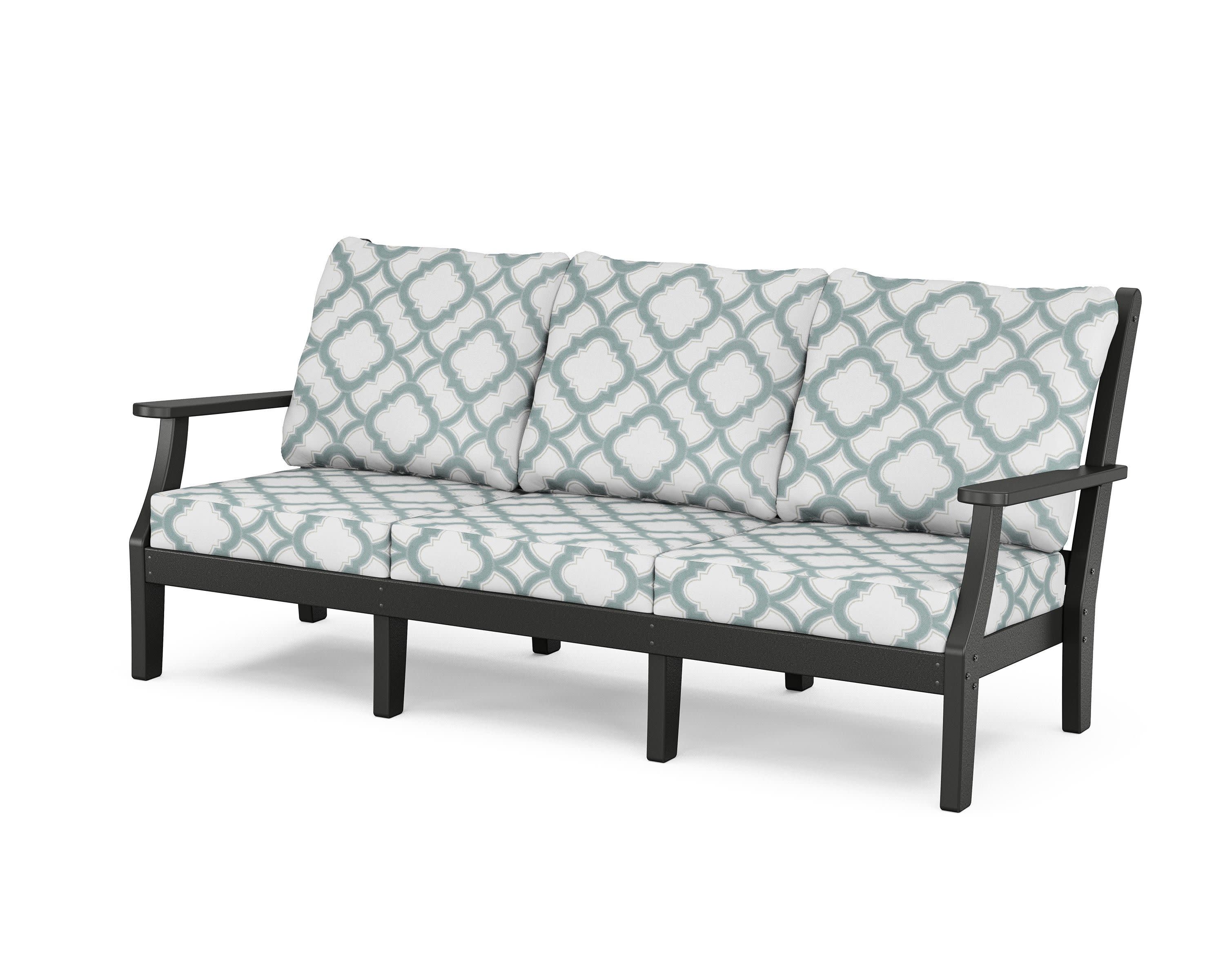 Wovendale Deep Seating Sofa in Black / Trellis Glacier Spa