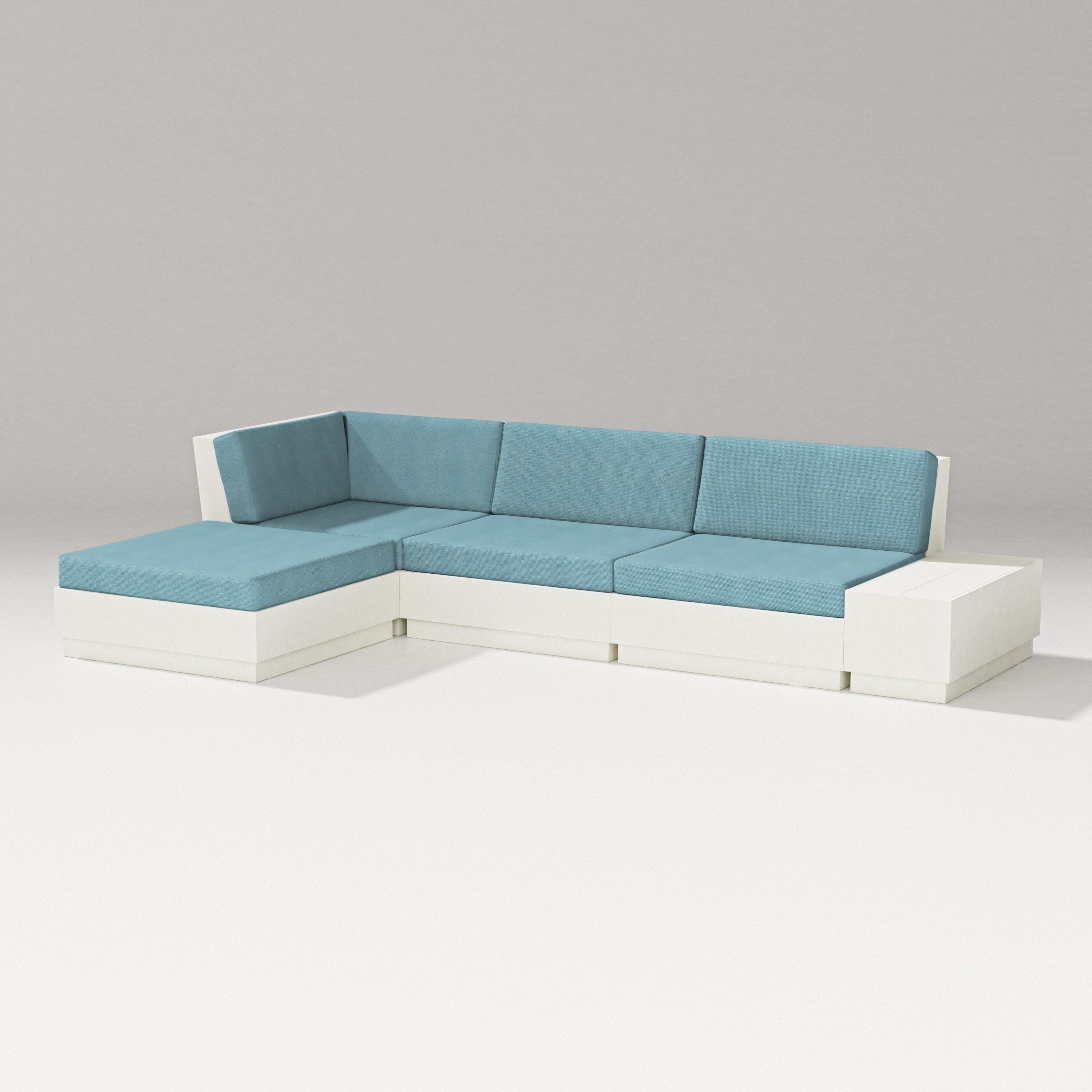 Elevate Chaise Sectional in Vintage White / Lattice Sky Blue