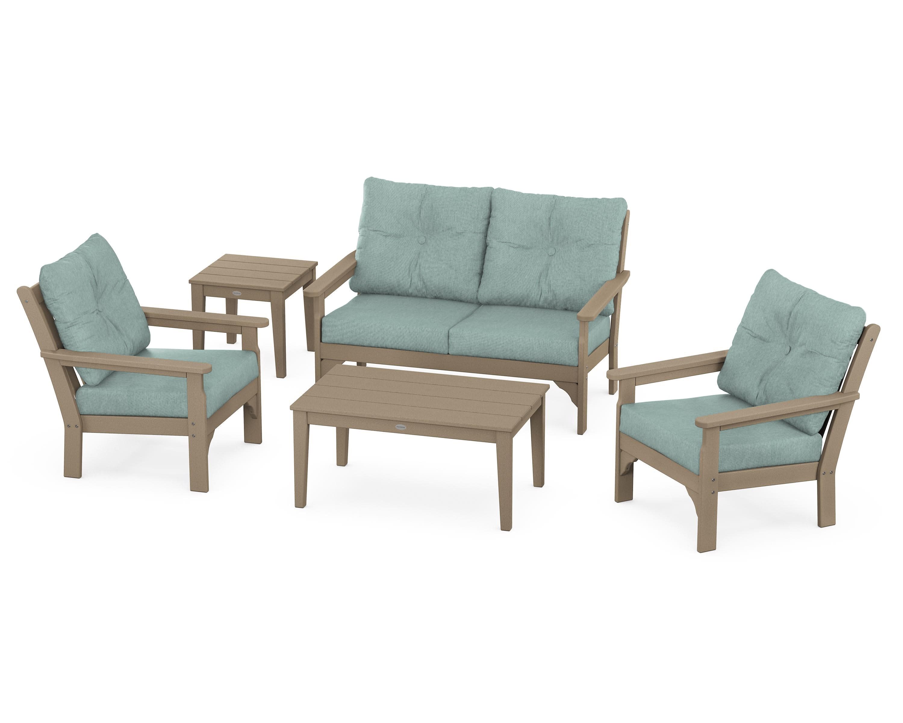 Vineyard 5-Piece Deep Seating Set in Vintage Sahara / Glacier Spa