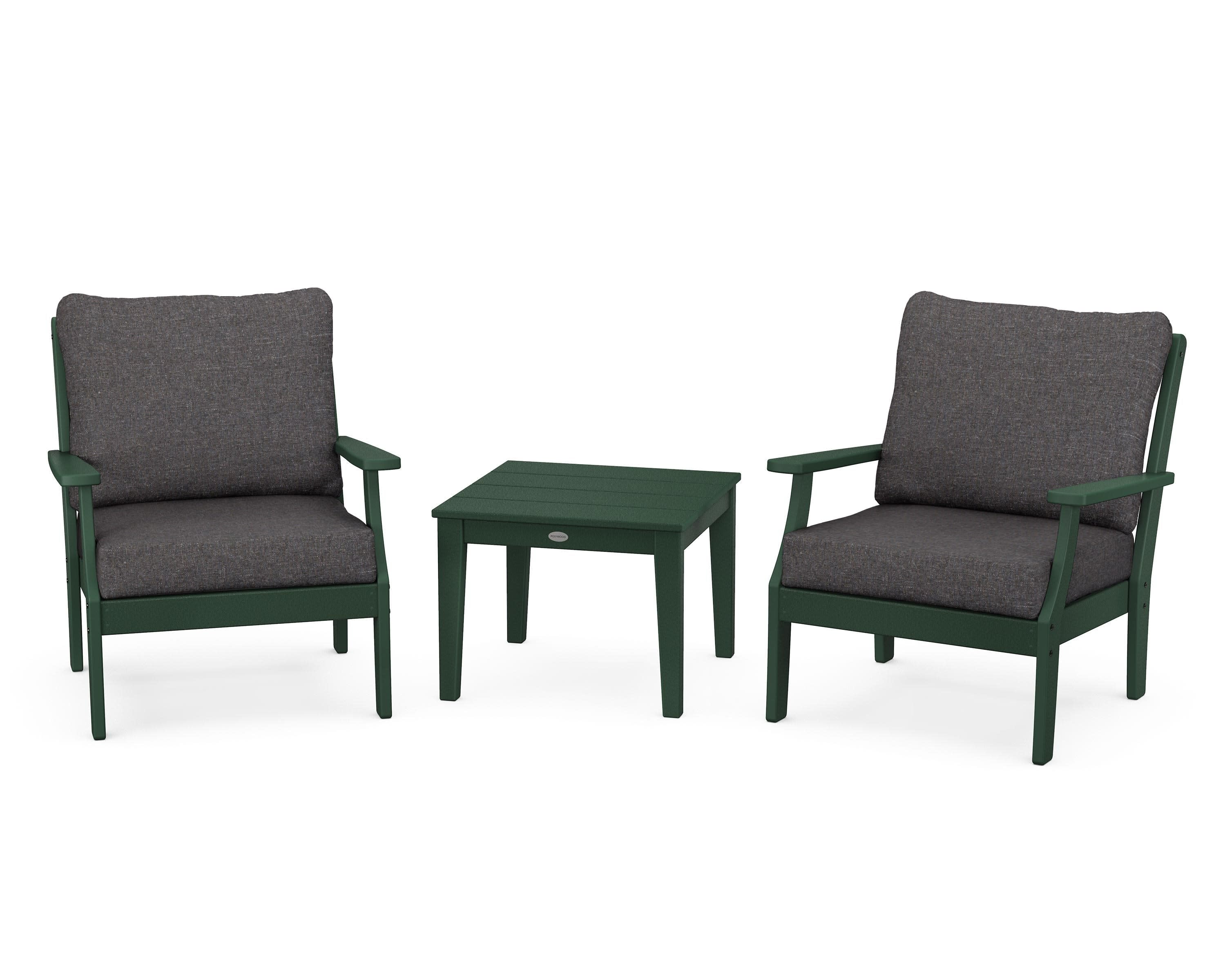 Braxton 3-Piece Deep Seating Set in Green / Ash Charcoal