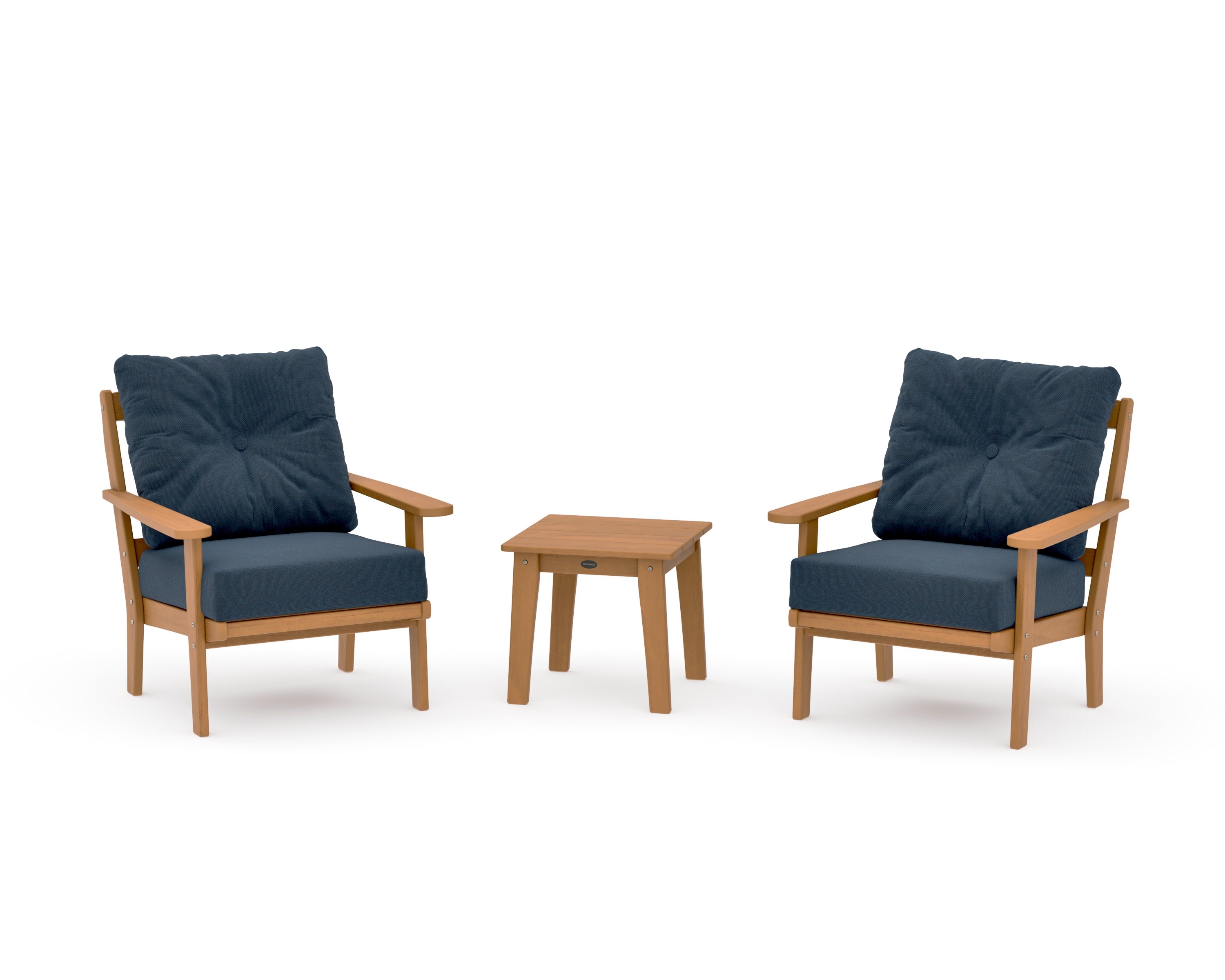 Mission 3-Piece Deep Seating Set in Natural / Marine Indigo
