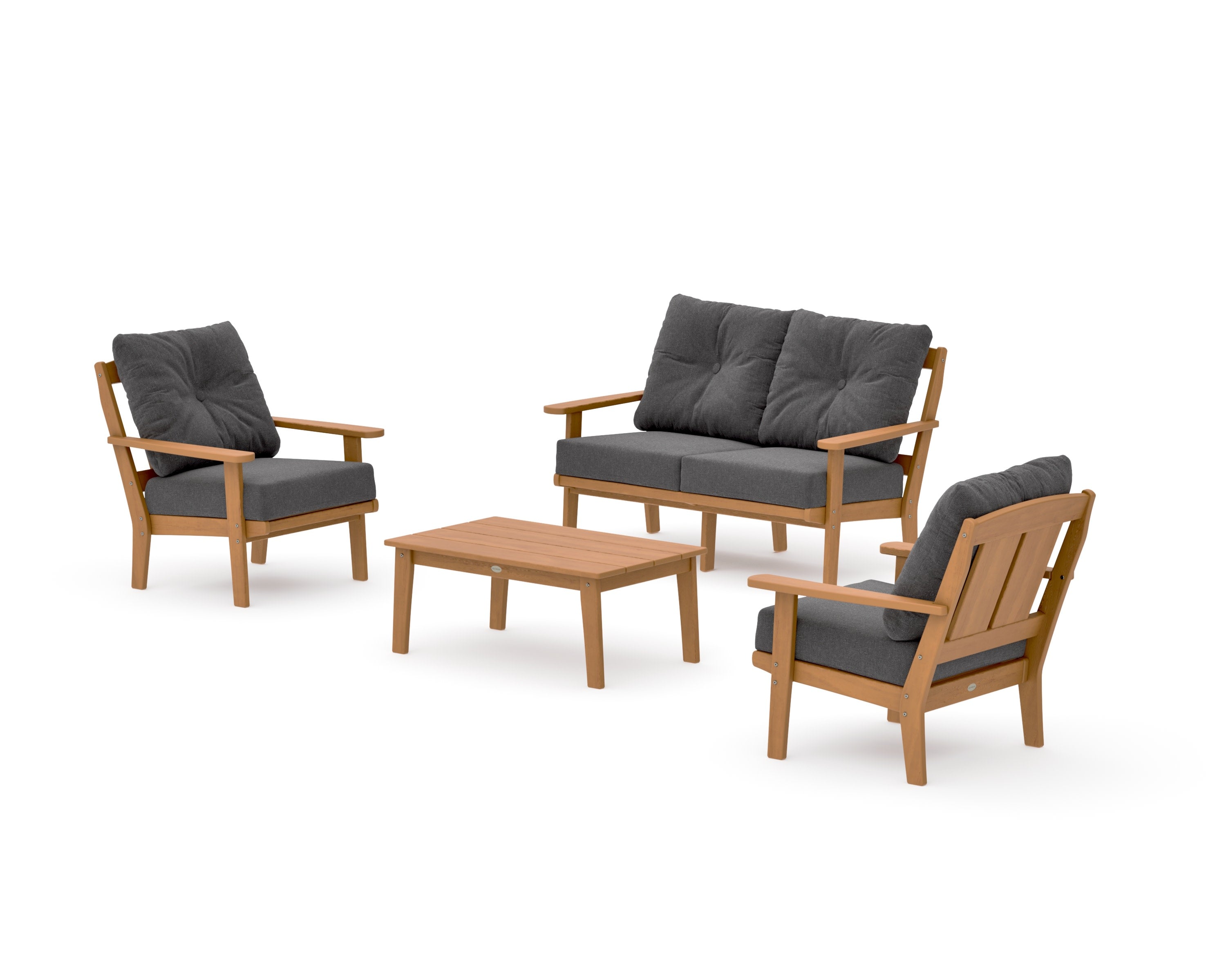 Mission 4-Piece Deep Seating Set with Loveseat in Natural / Ash Charcoal