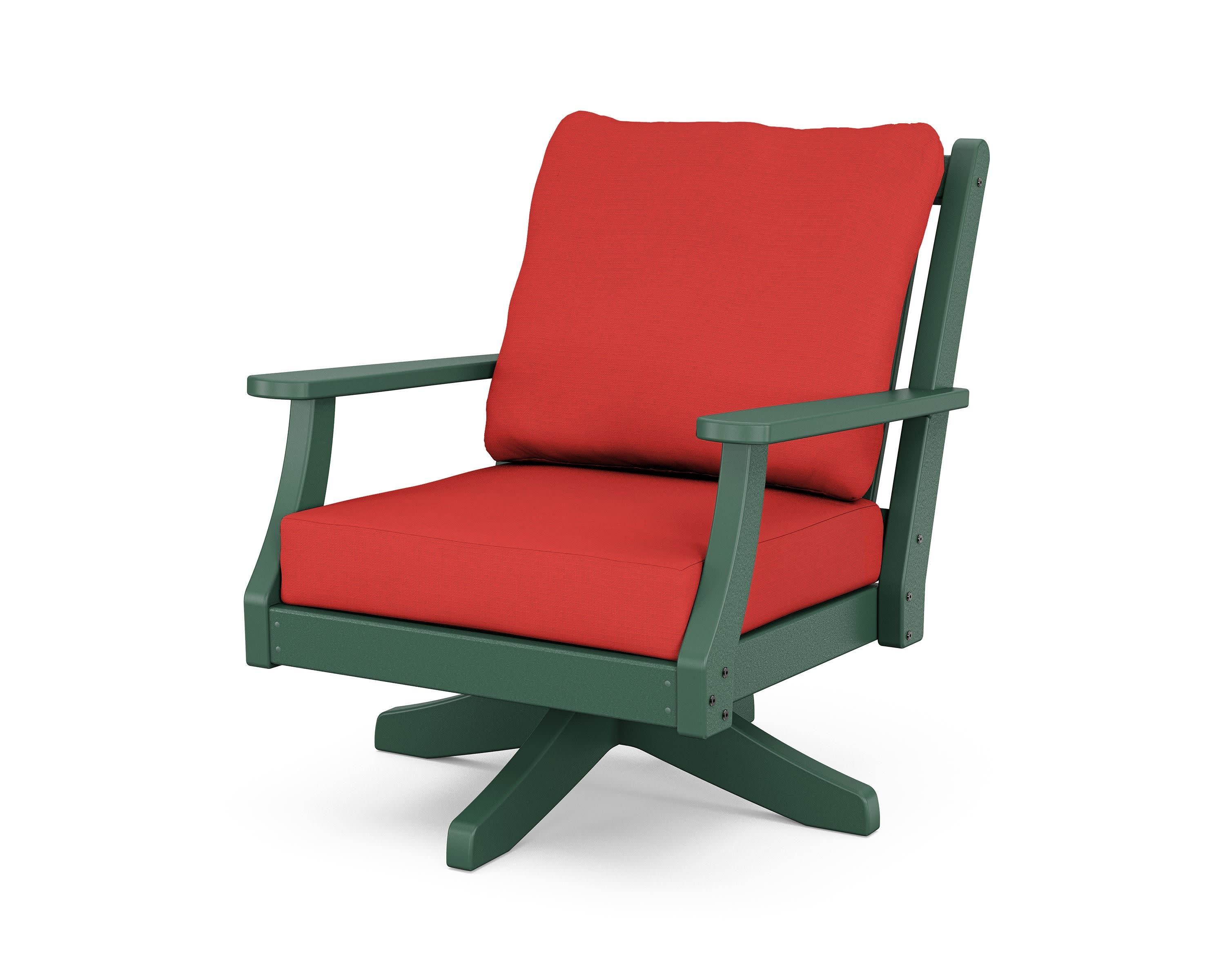 Wovendale Deep Seating Swivel Chair in Green / Crimson Linen