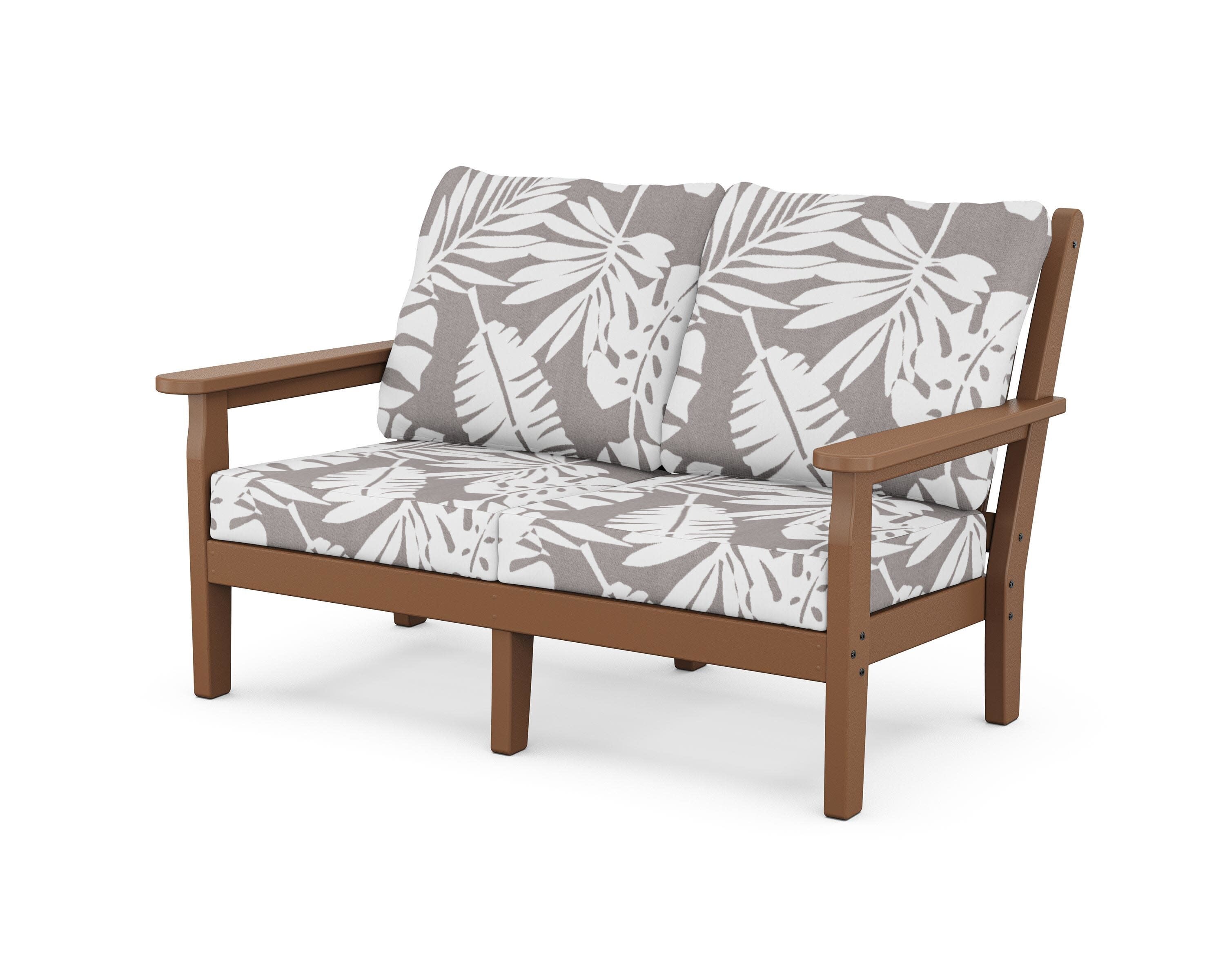 Chippendale Deep Seating Loveseat in Teak / Leaf Grey Mist