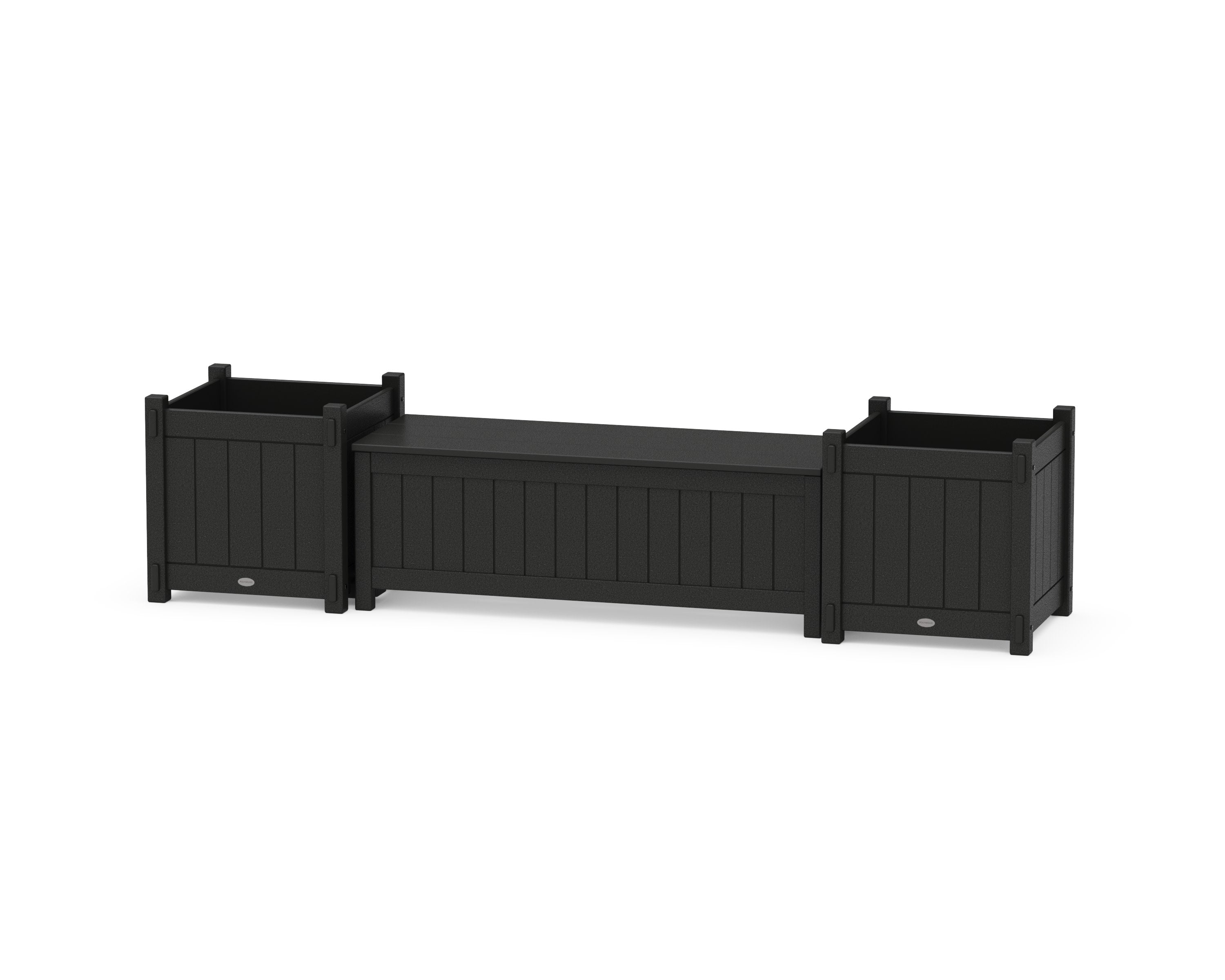 48" Vineyard Straight Planter Storage Bench Set- Large in Black