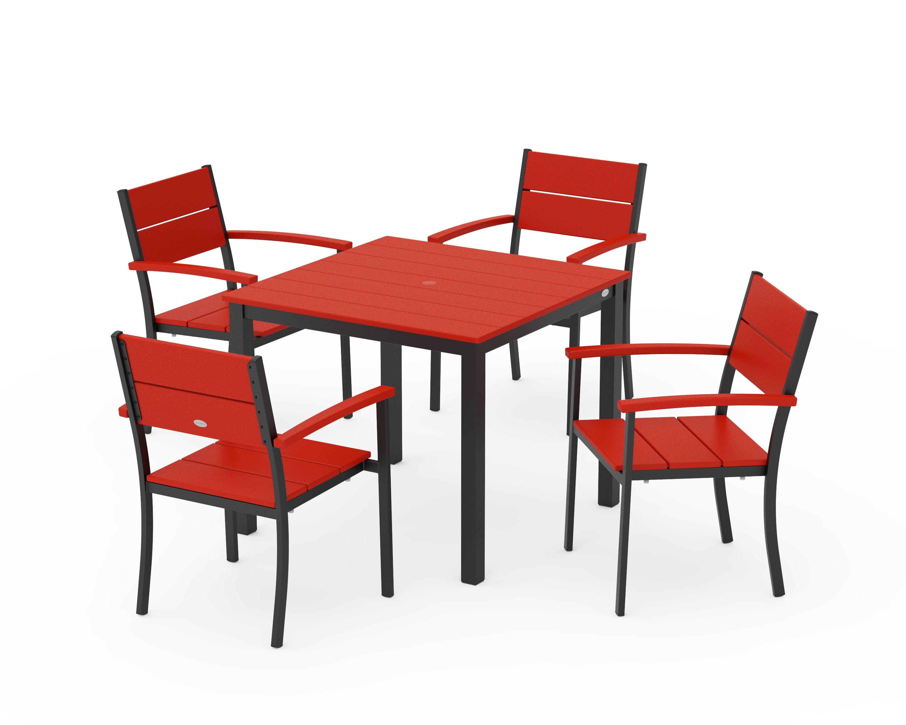 Main Street 5-Piece Dining Set in Black / Sunset Red