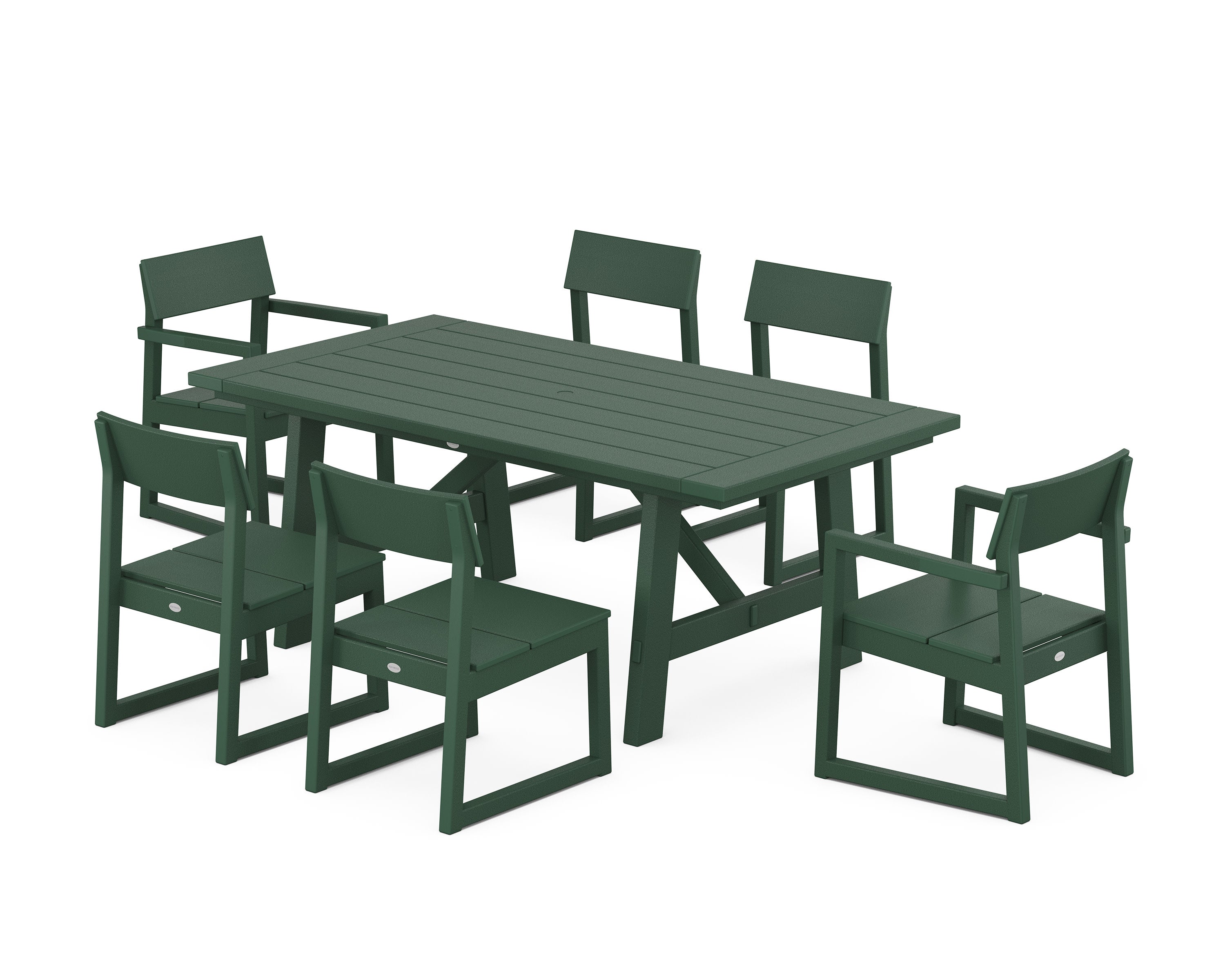 EDGE 7-Piece Rustic Farmhouse Dining Set in Green