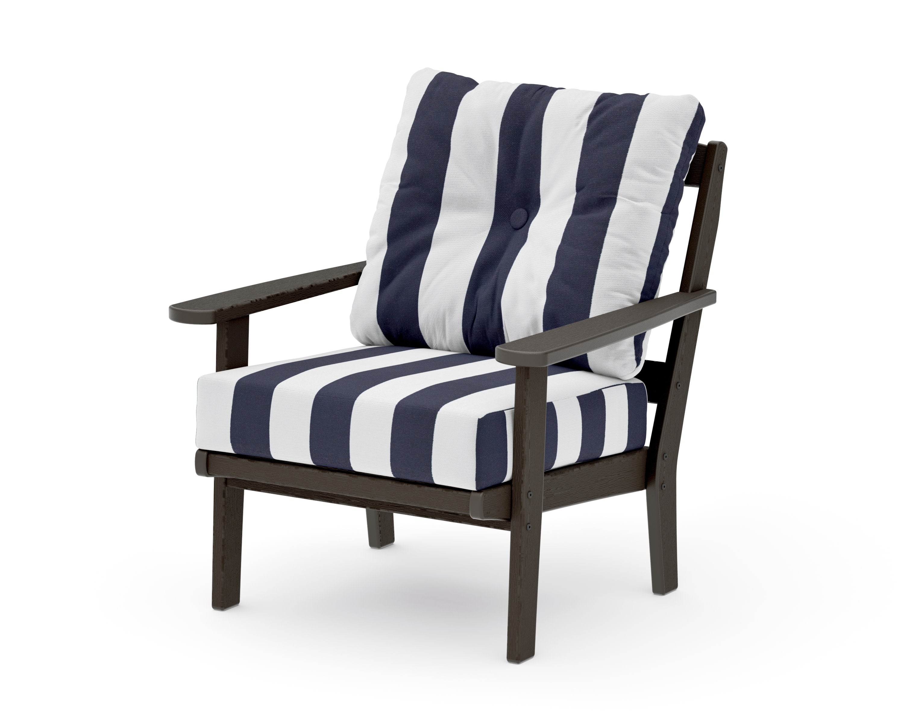 Mission Deep Seating Chair in Vintage Coffee / Cabana Stripe Navy