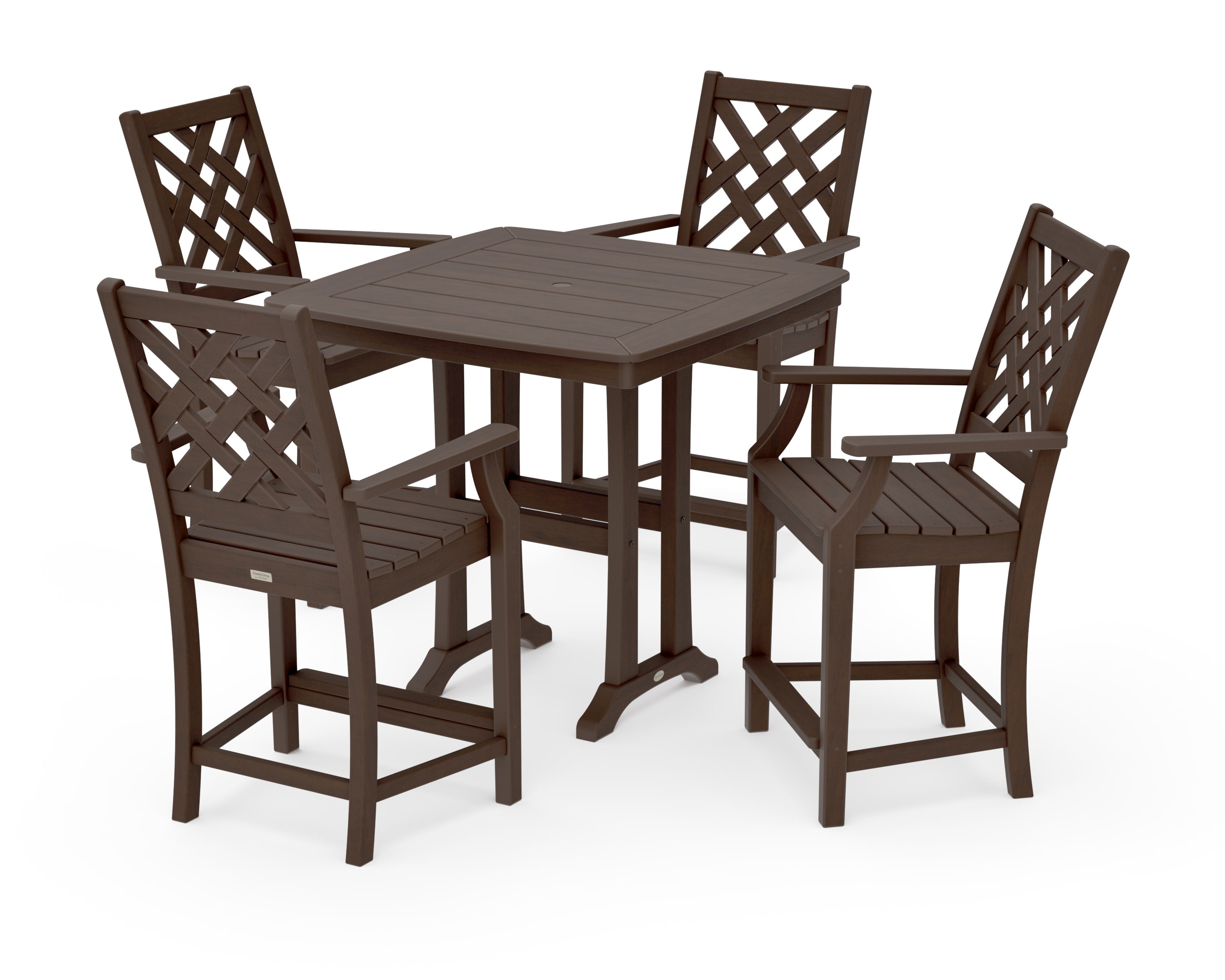 Wovendale 5-Piece Counter Set with Trestle Legs in Kona
