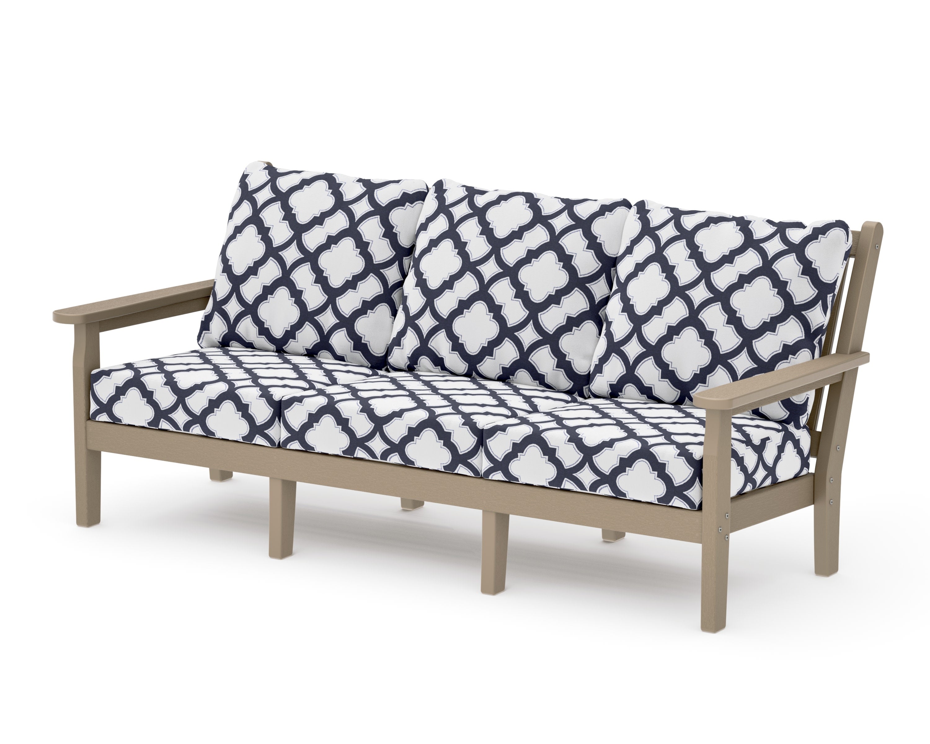 Chippendale Deep Seating Sofa in Vintage Sahara / Trellis Navy