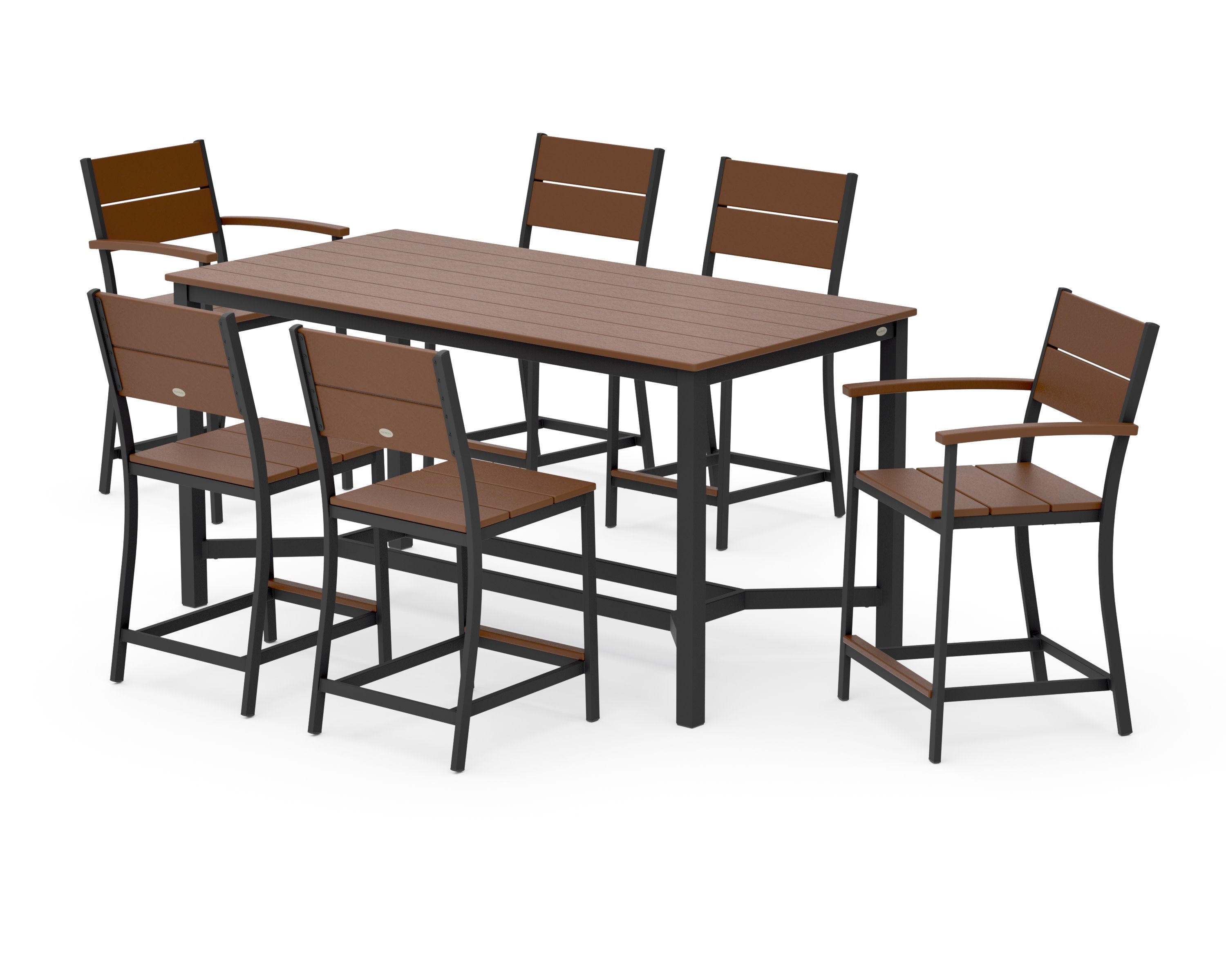 Main Street 7-Piece Counter Set in Black / Teak