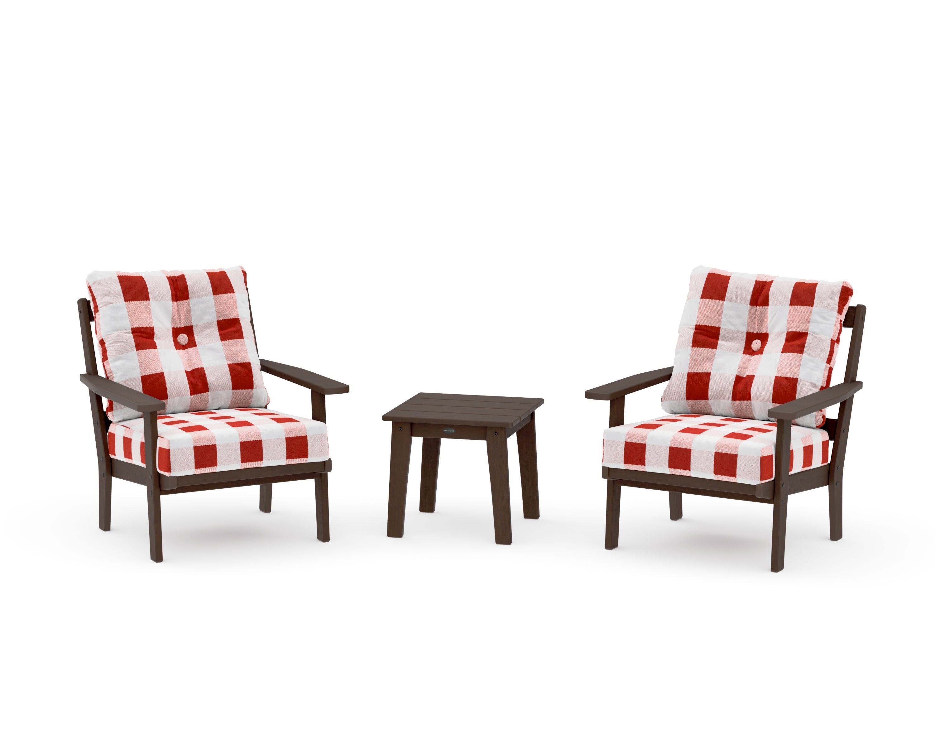 Oxford 3-Piece Deep Seating Set in Kona / Buffalo Plaid Crimson