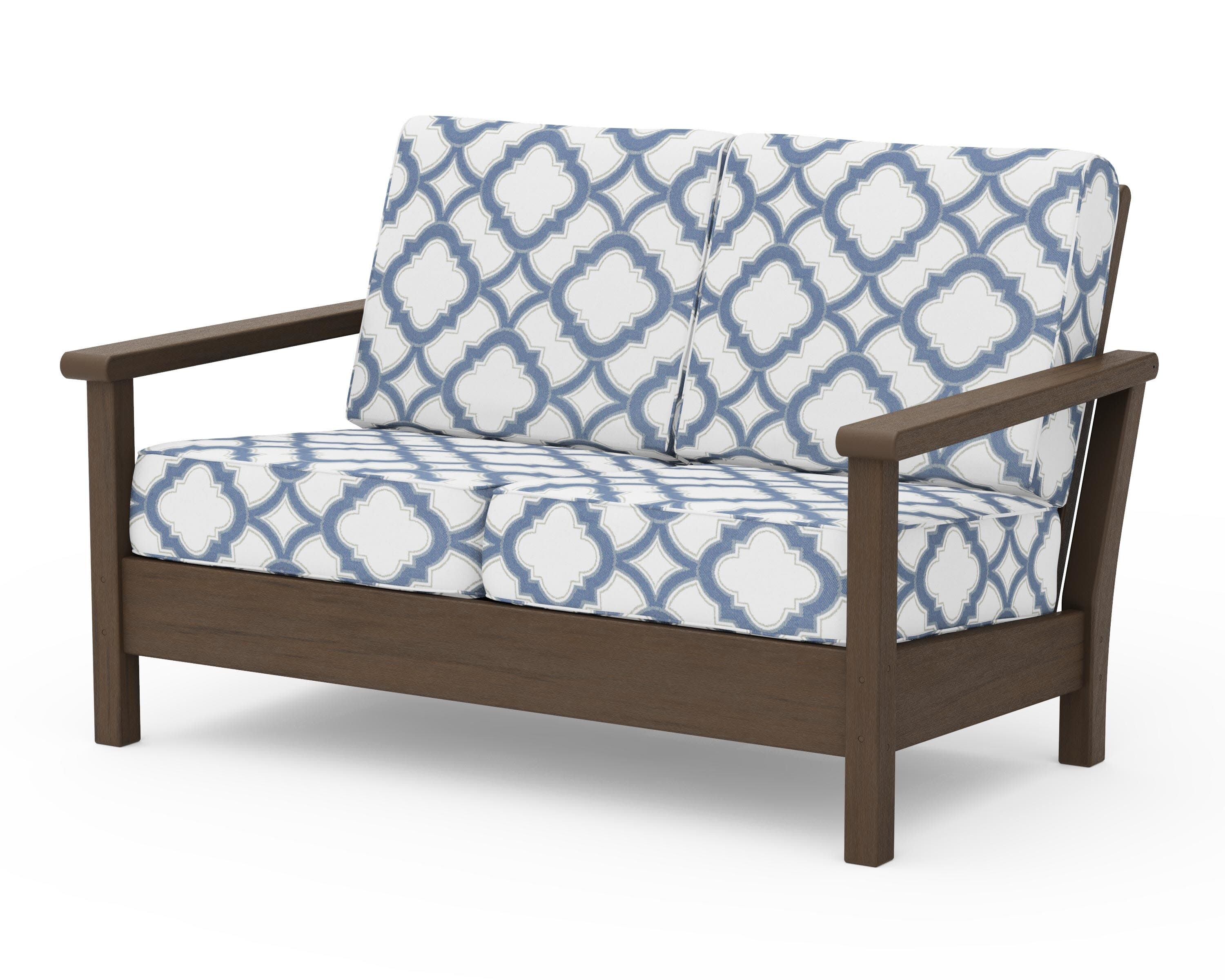 Harbour Deep Seating Loveseat in Kona / Trellis Sky Blue