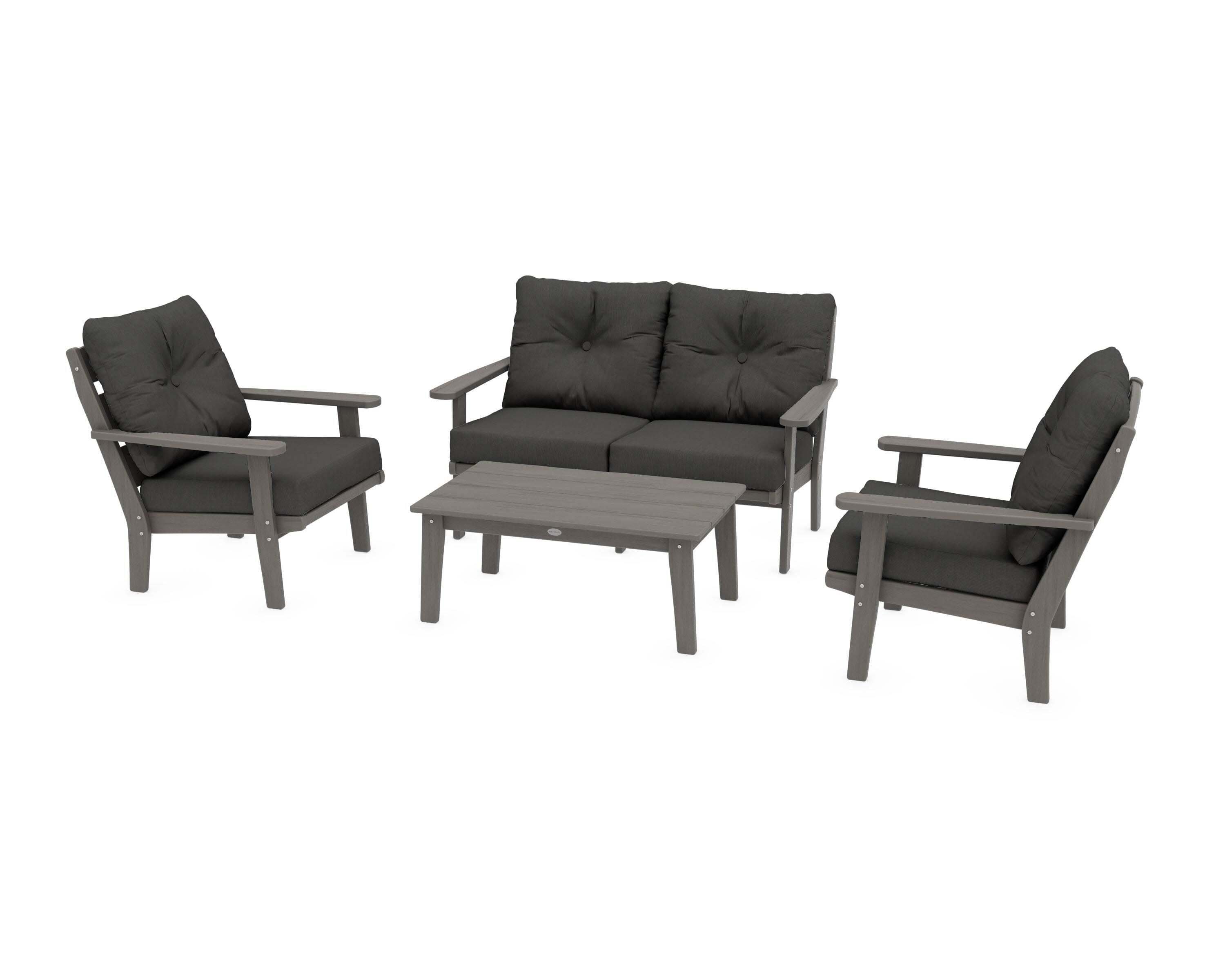 Lakeside 4-Piece Deep Seating Set in Driftwood / Spectrum Carbon