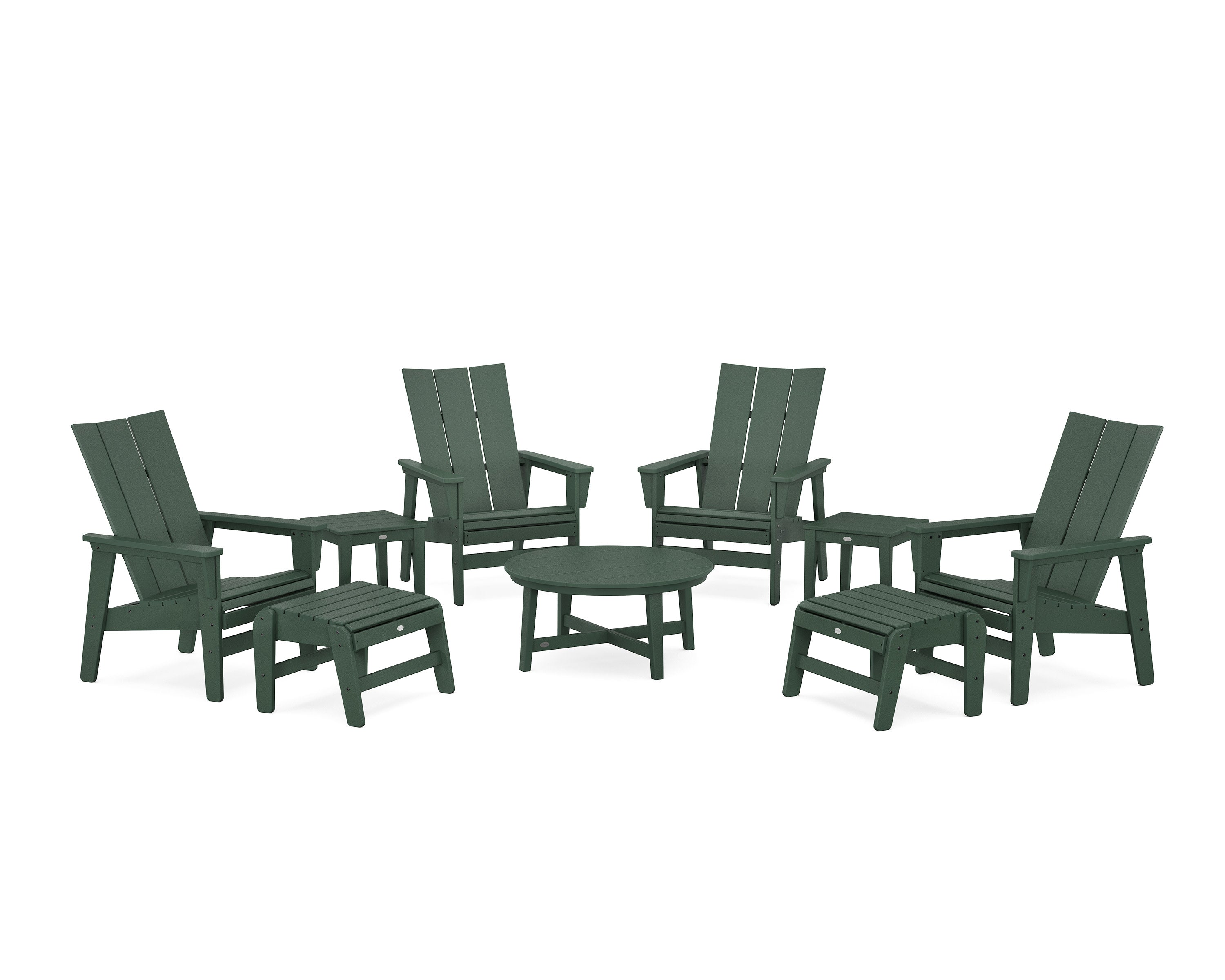 Modern Grand Upright Adirondack 9-Piece Conversation Set in Green