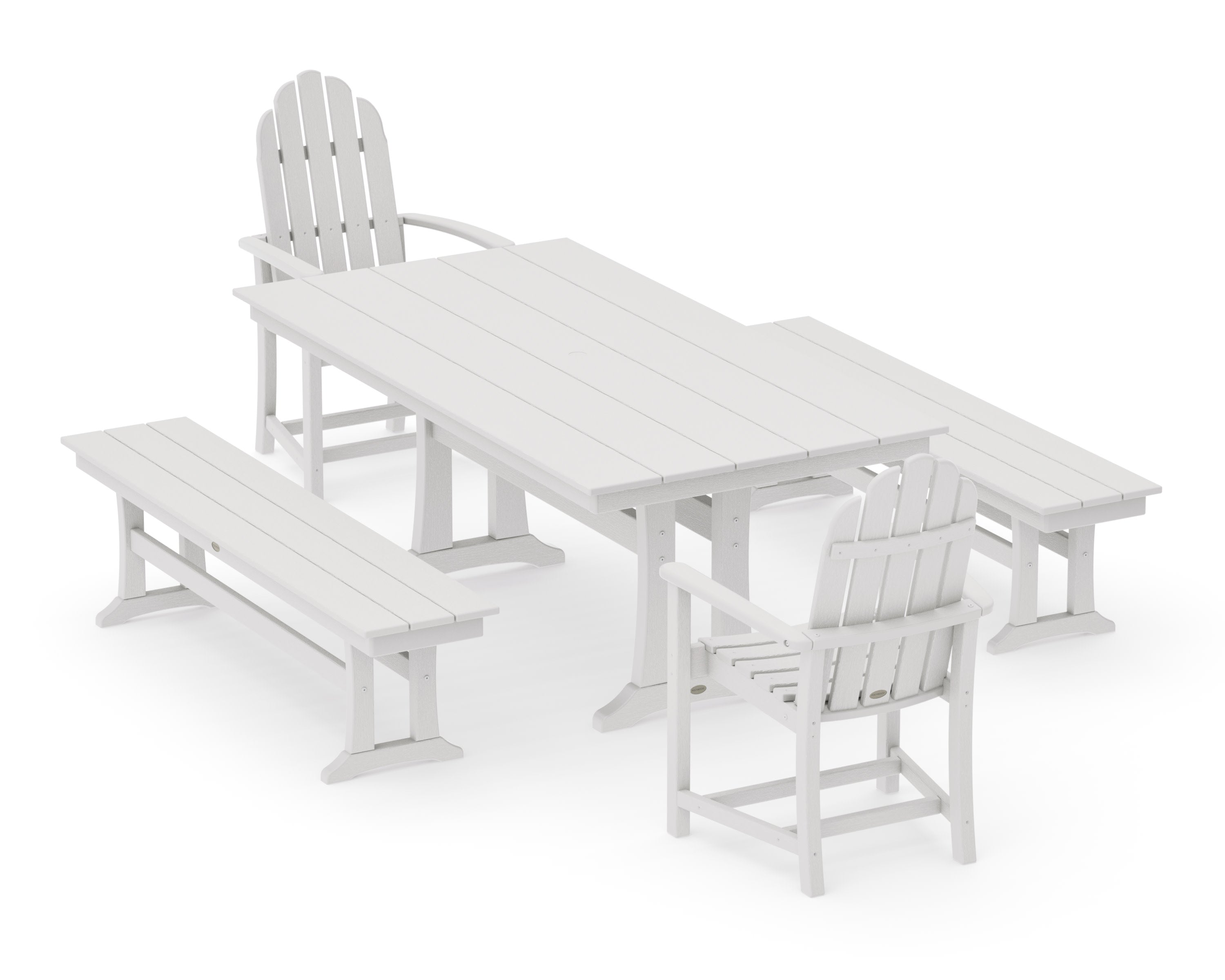 Classic Adirondack 5-Piece Farmhouse Dining Set With Trestle Legs in Vintage White