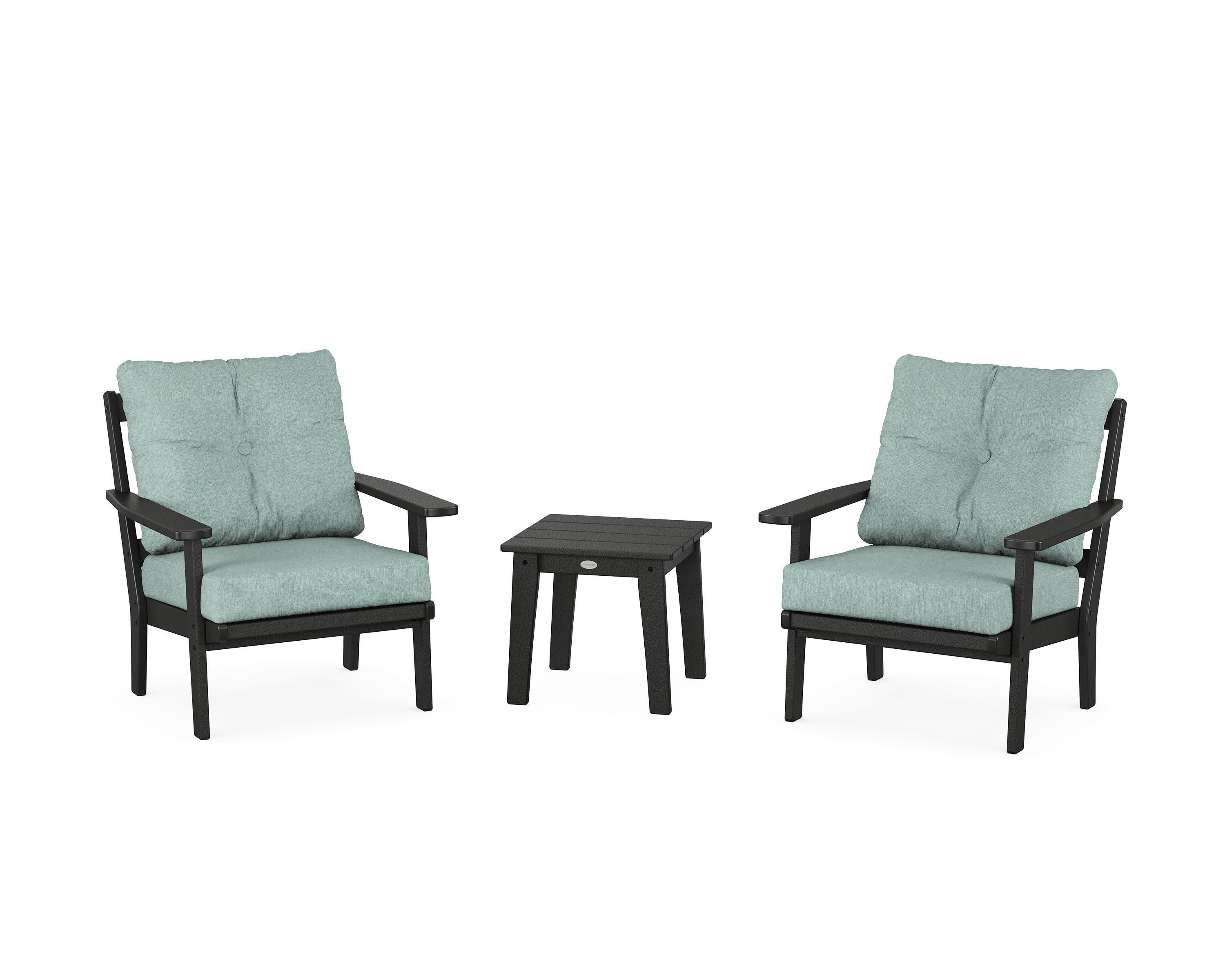 Oxford 3-Piece Deep Seating Set in Black / Glacier Spa