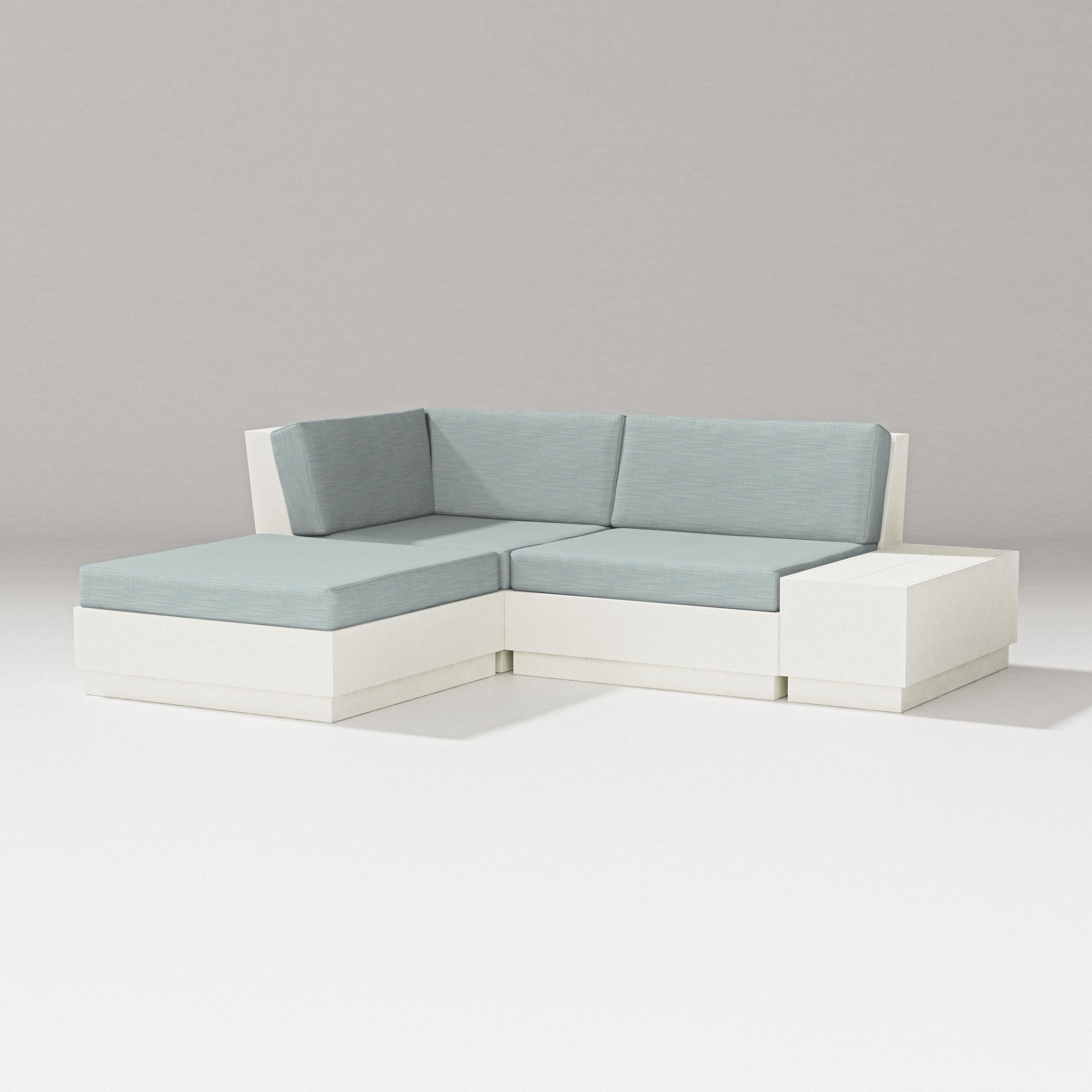 Elevate Loveseat Sectional with Chaise in Vintage White / Soothe Mist