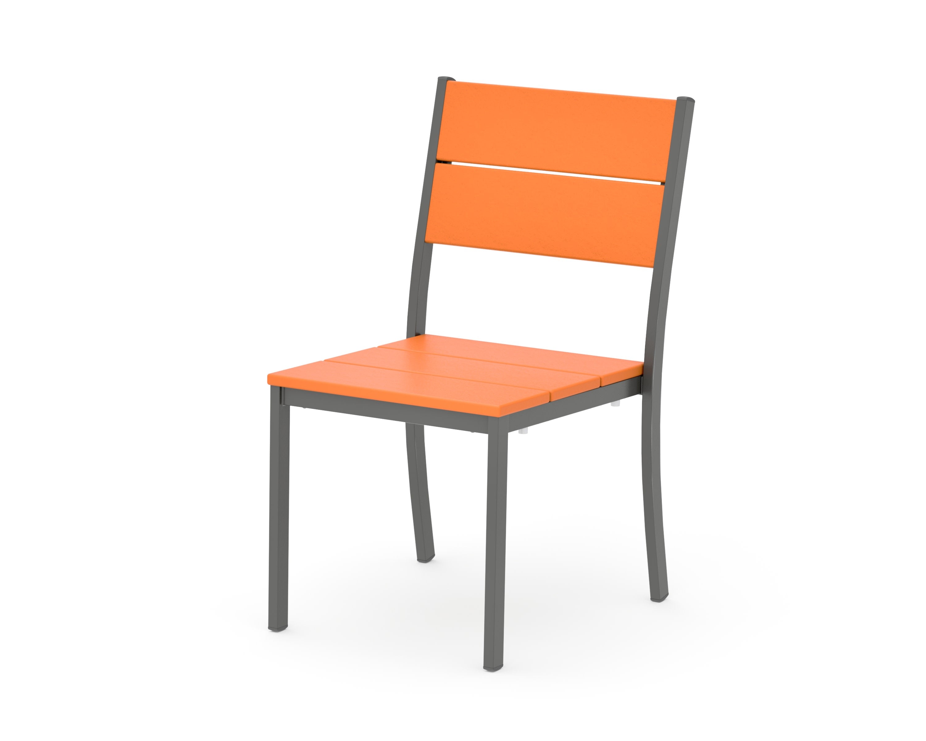 Main Street Stacking Dining Side Chair in Charcoal / Tangerine