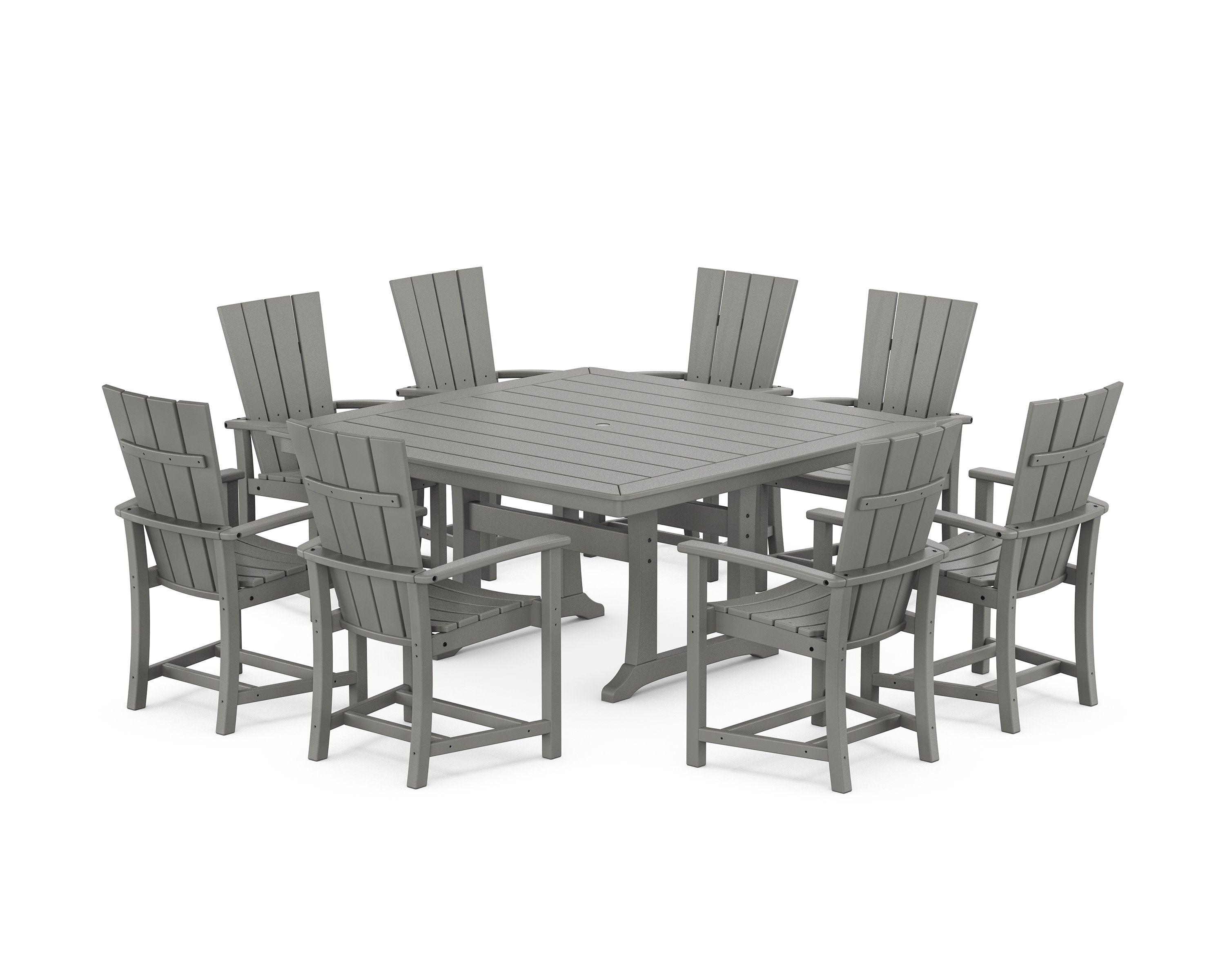 Quattro 9-Piece Square Dining Set with Trestle Legs in Slate Grey