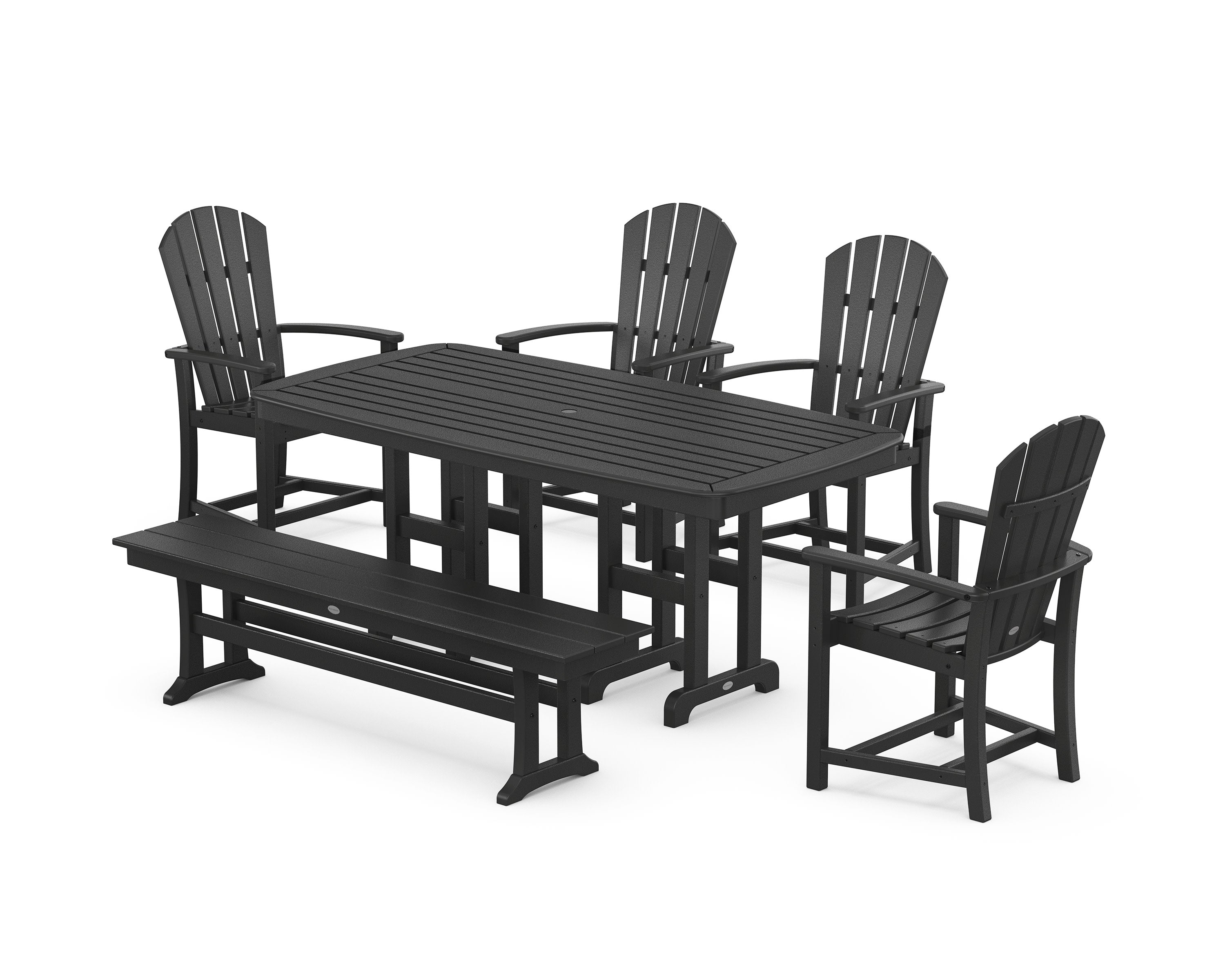 Palm Coast 6-Piece Dining Set with Bench in Black