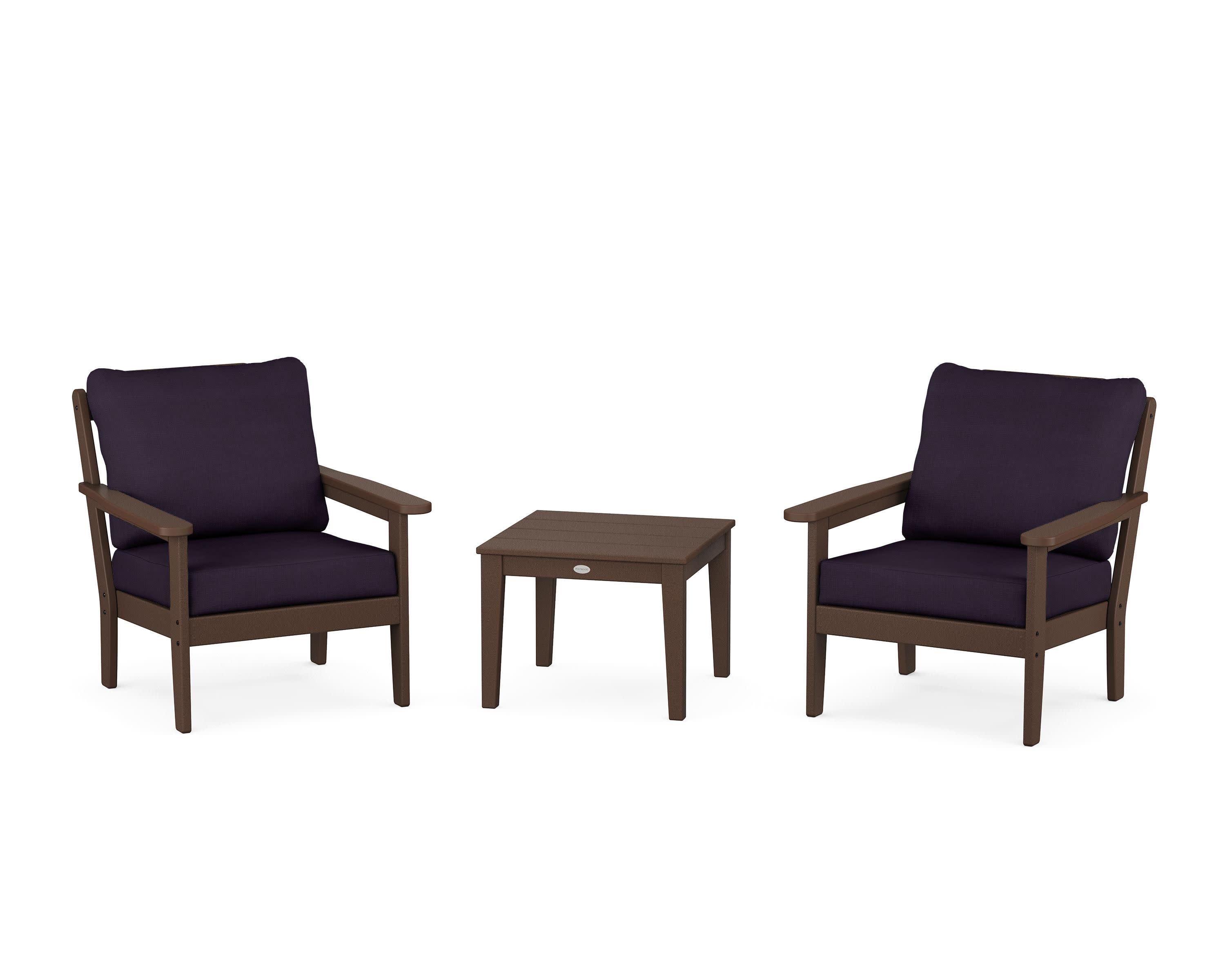 Cottage 3-Piece Deep Seating Set in Mahogany / Navy Linen